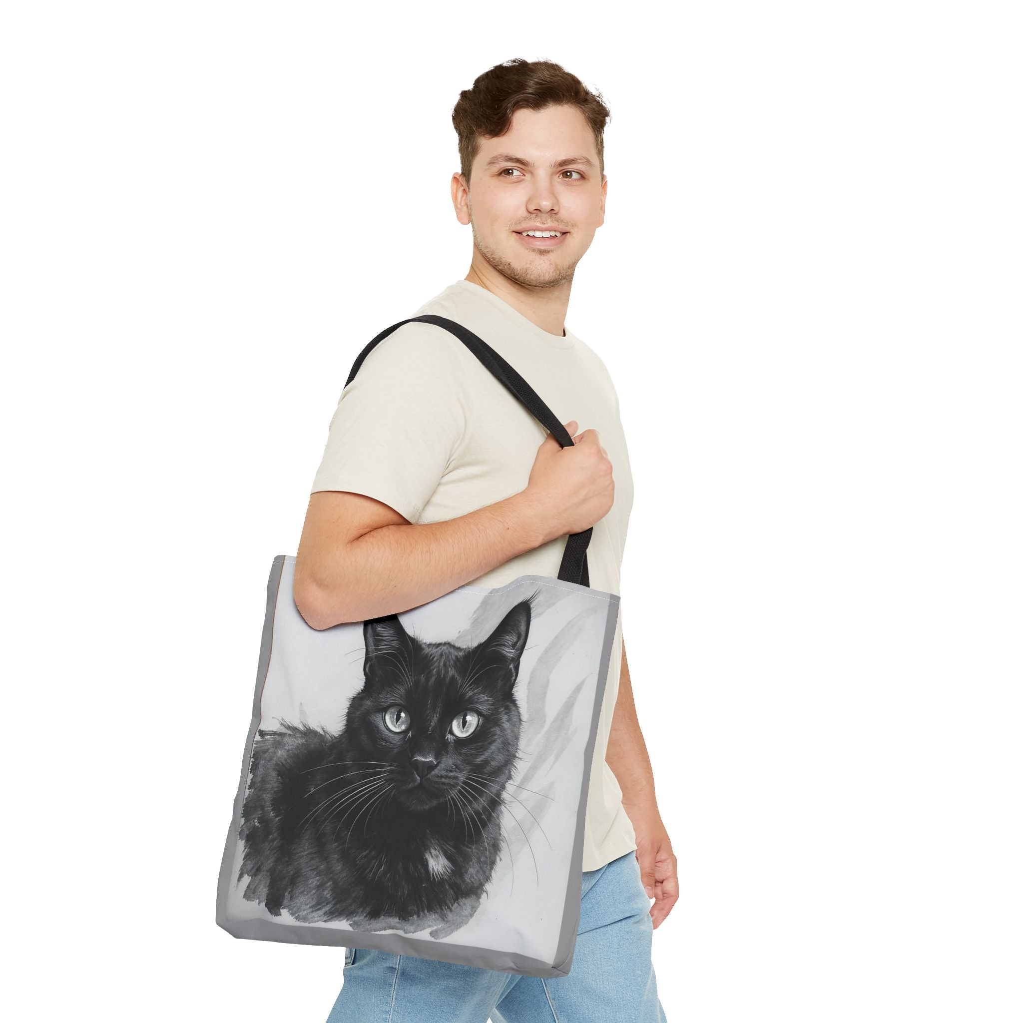 Tote Bag - Charcoal Cat, Carry-All Shoulder Bag, Reusable Shopping Tote, Gift for Animal Lovers