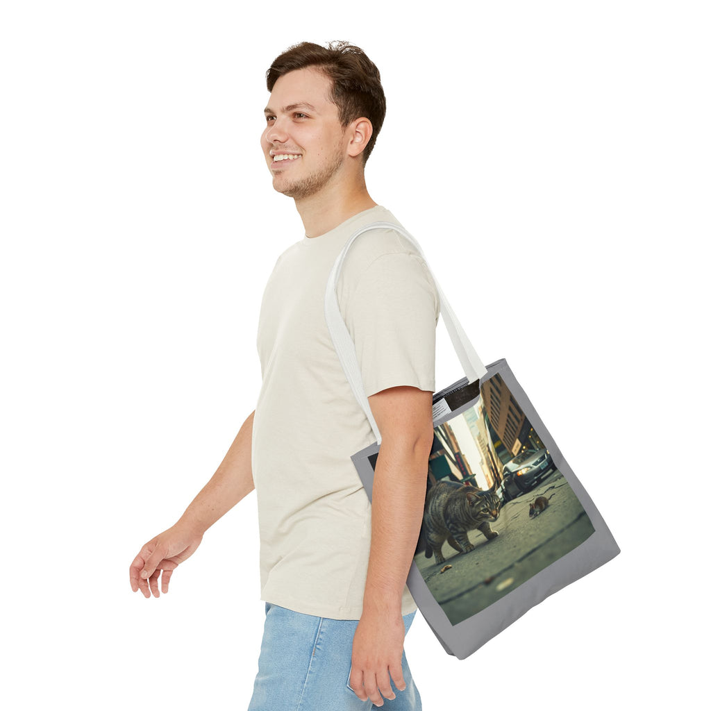 Cat and Mouse Tote Bag, Kitty Tote, Animal Print Bag, Cute Carryall, Canvas Shoulder Bag, Cat Lover Gift