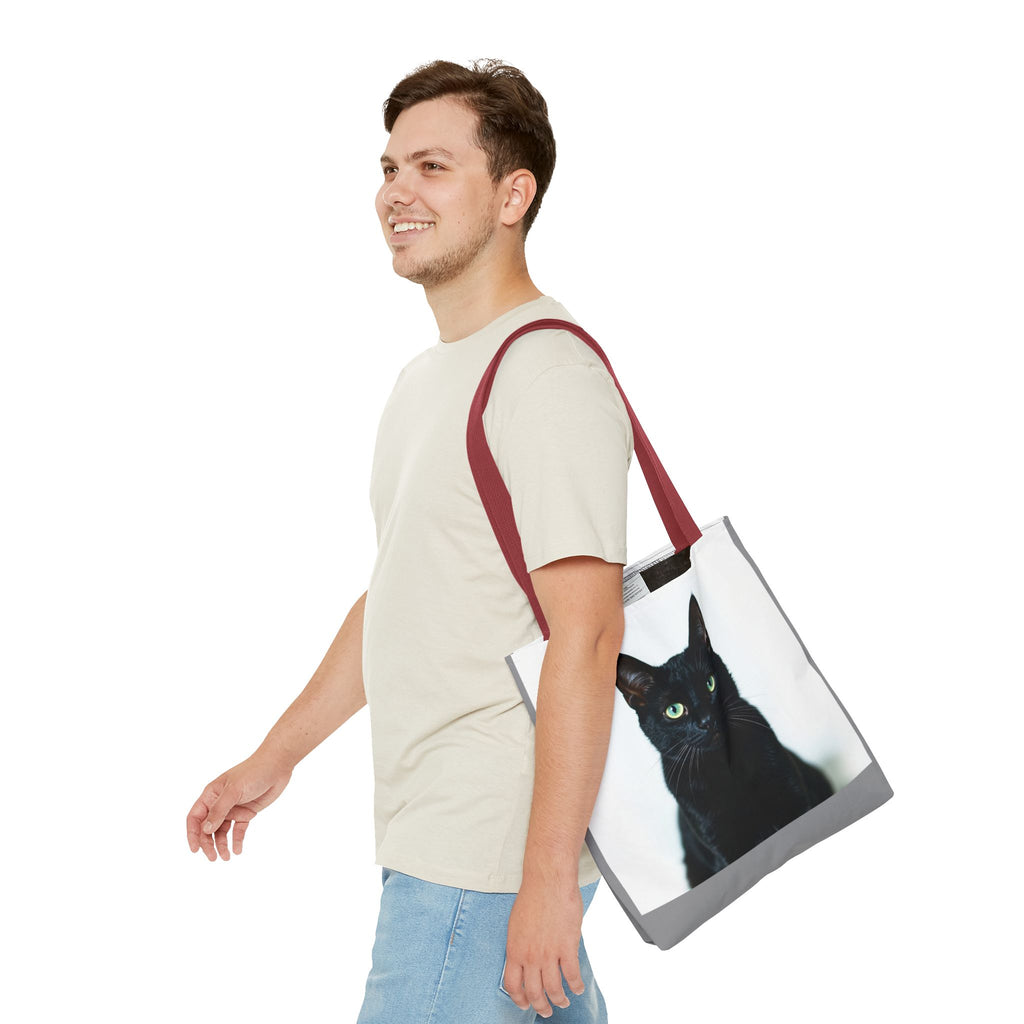Tote Bag - Black Cat, Carry-All Shoulder Bag, Reusable Shopping Tote, Gift for Animal Lovers