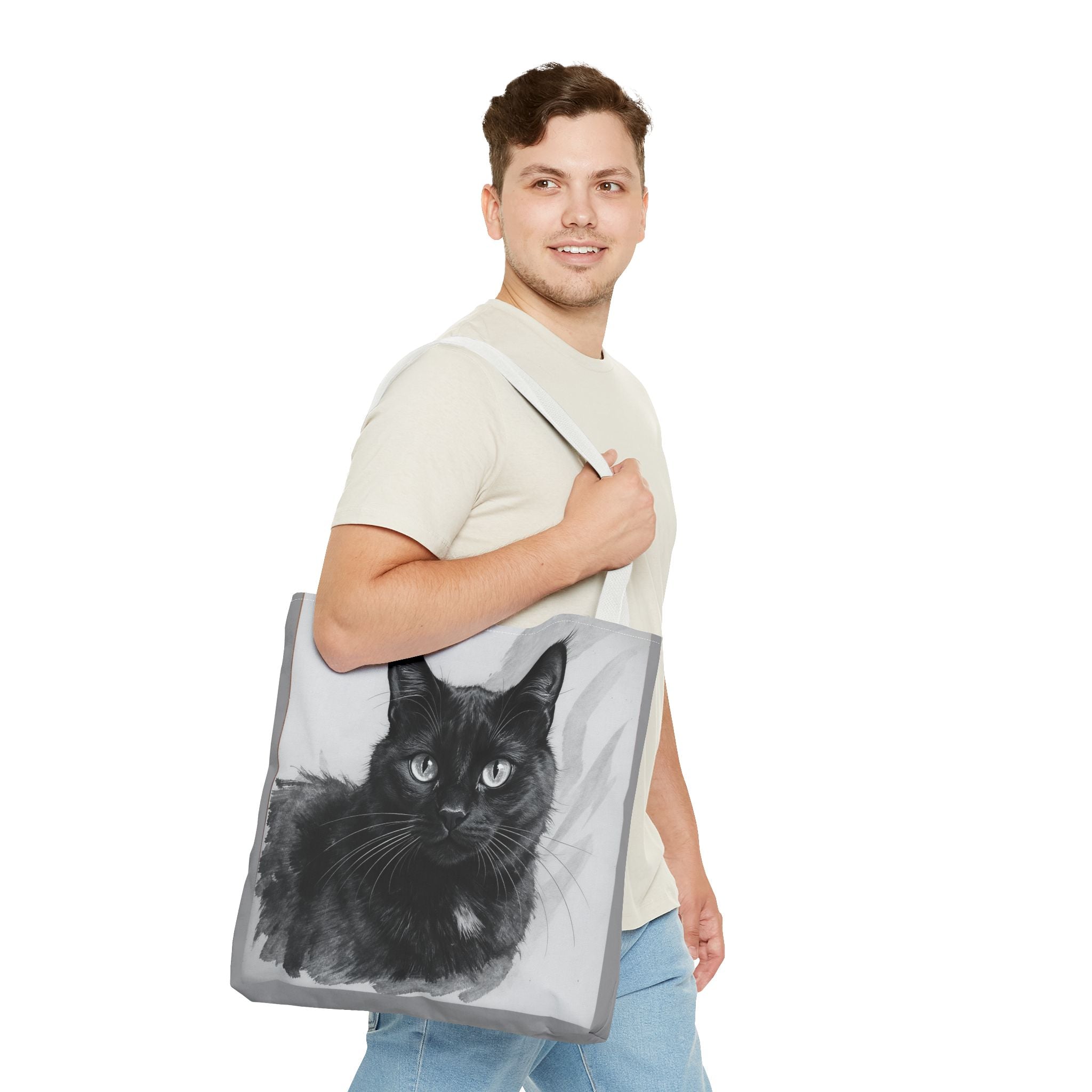 Tote Bag - Charcoal Cat, Carry-All Shoulder Bag, Reusable Shopping Tote, Gift for Animal Lovers