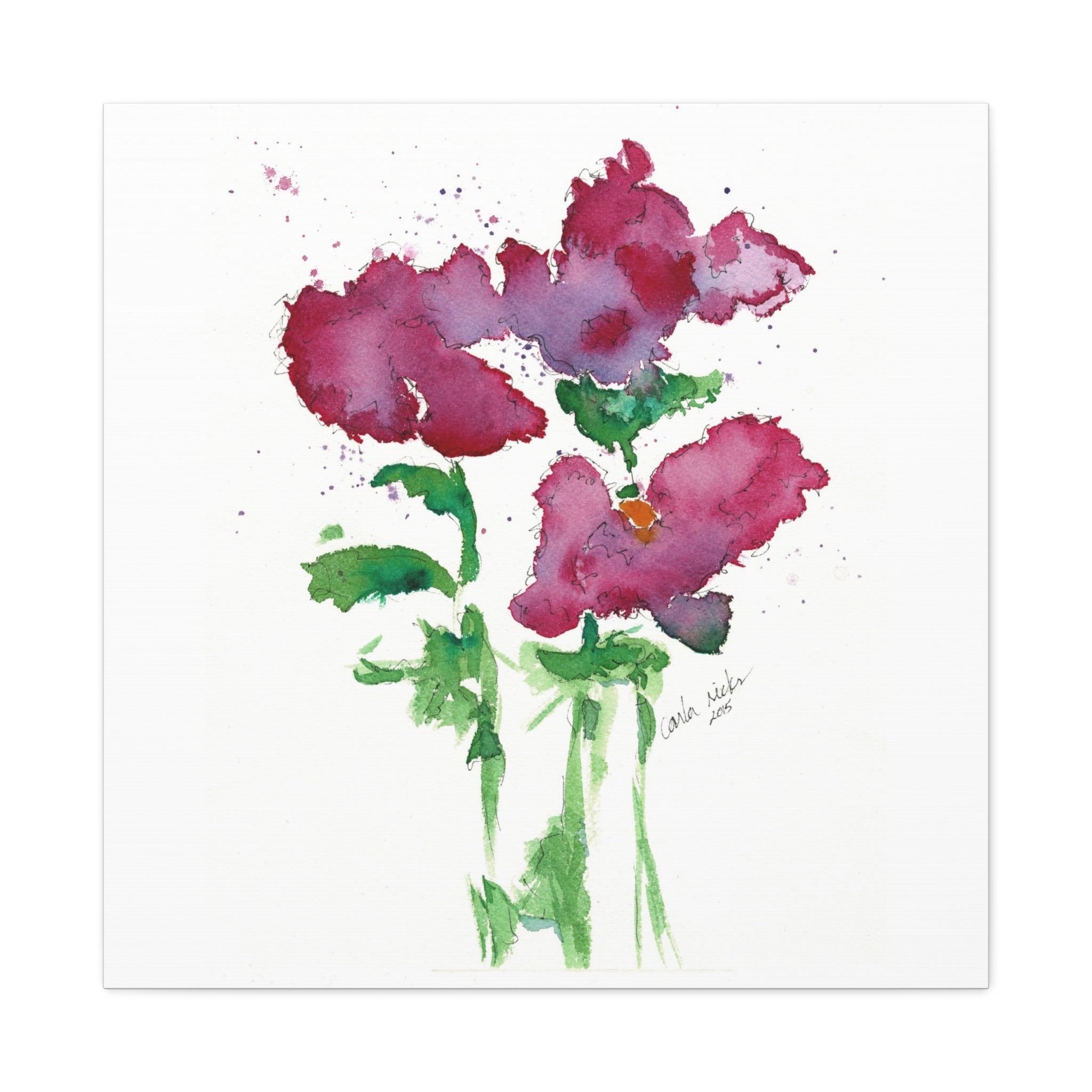 Canvas Print, Handpainted Watercolor Abstract Pink Flowers, Stretched Wall Art, Home Decor, Floral Artwork, Gift Idea