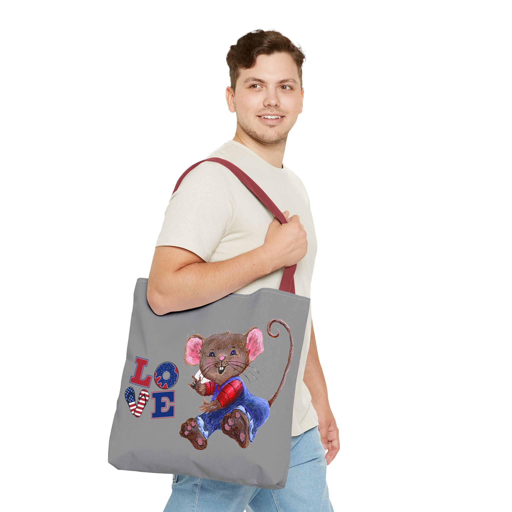 I Love You Mouse Patriotic LOVE Tote Bag | Mouse 2 | All-Over Print