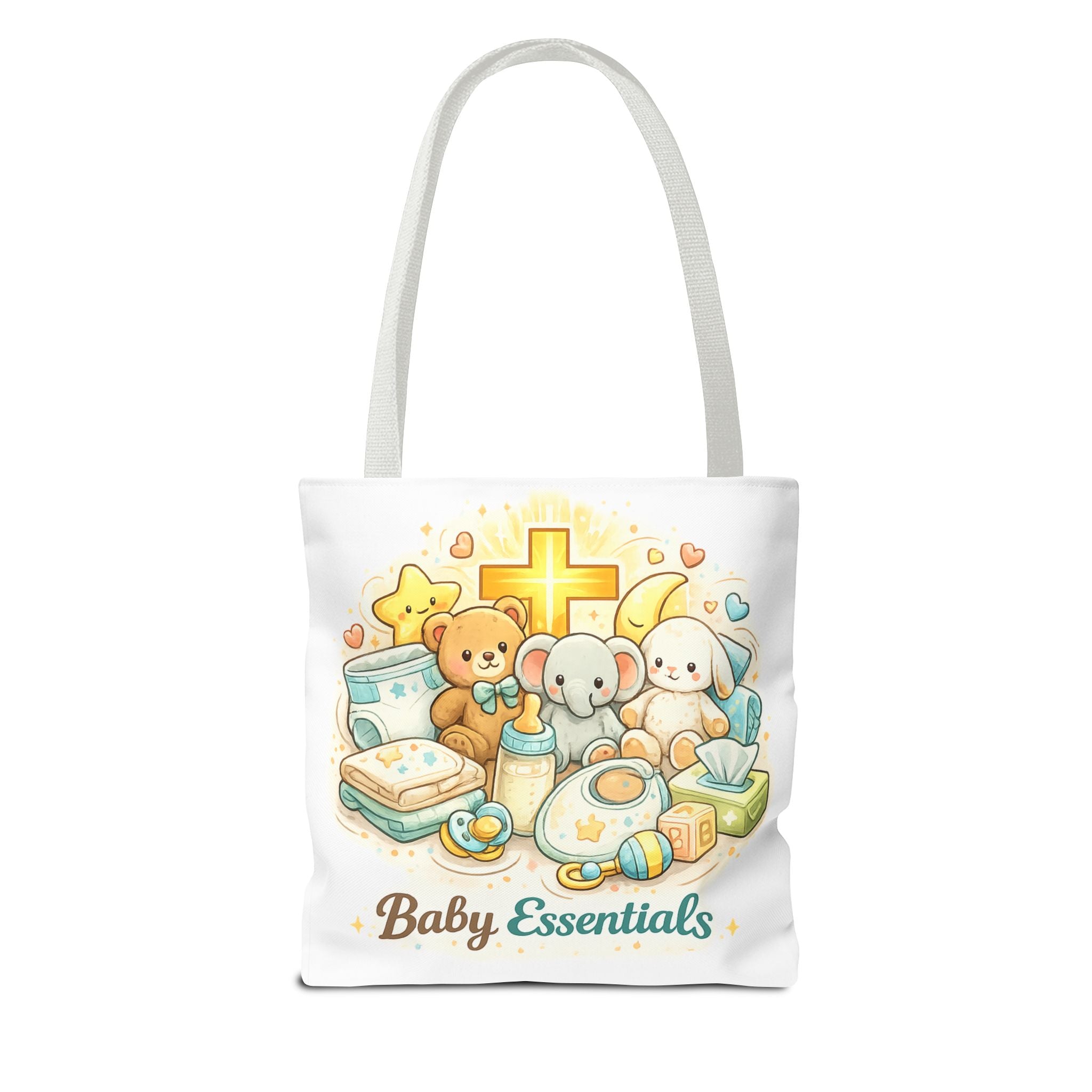 Baby Essentials White Tote Bag | All-Over Print Tote