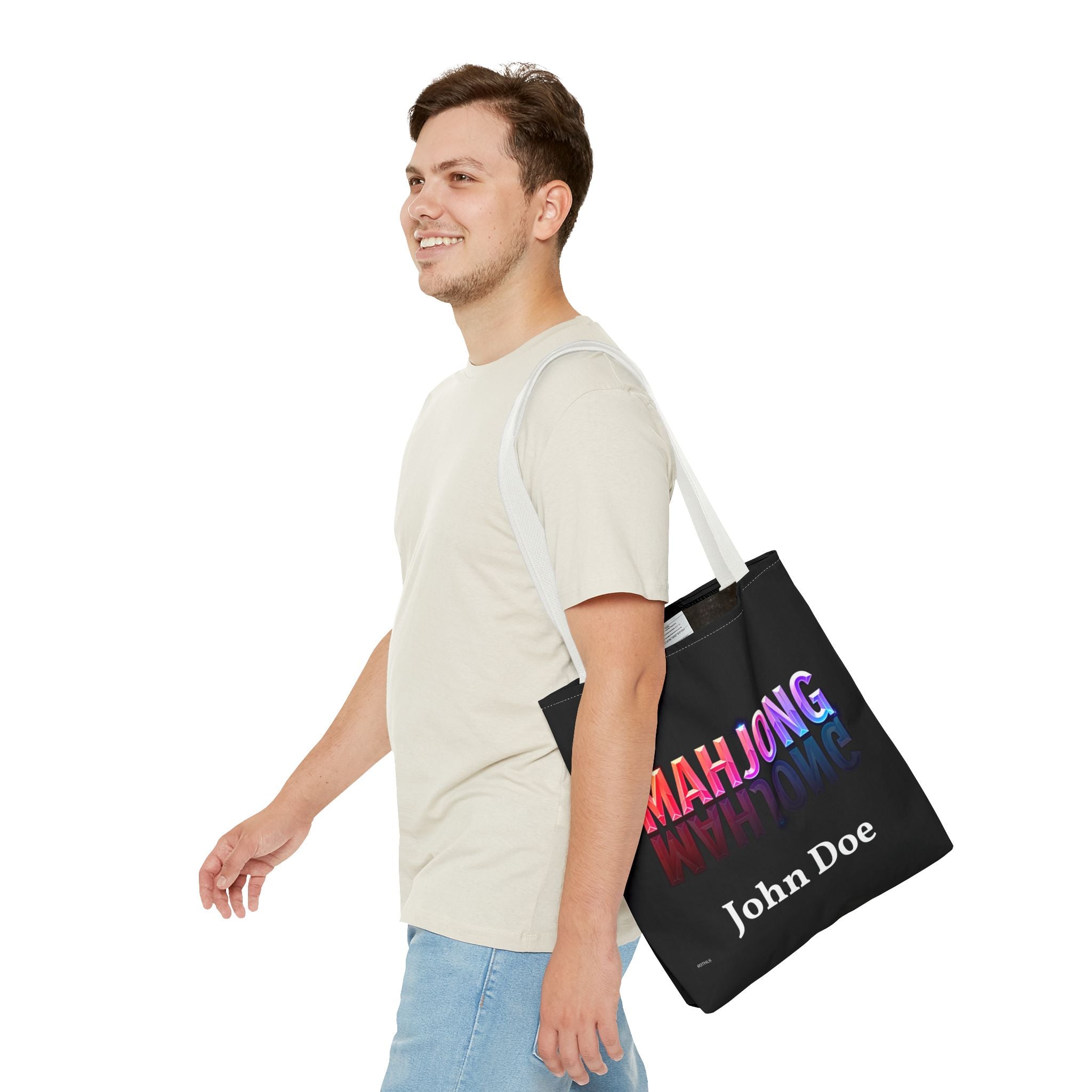 Personalize Black Mahjong Tiles Tote Bag | All-Over Print Tote