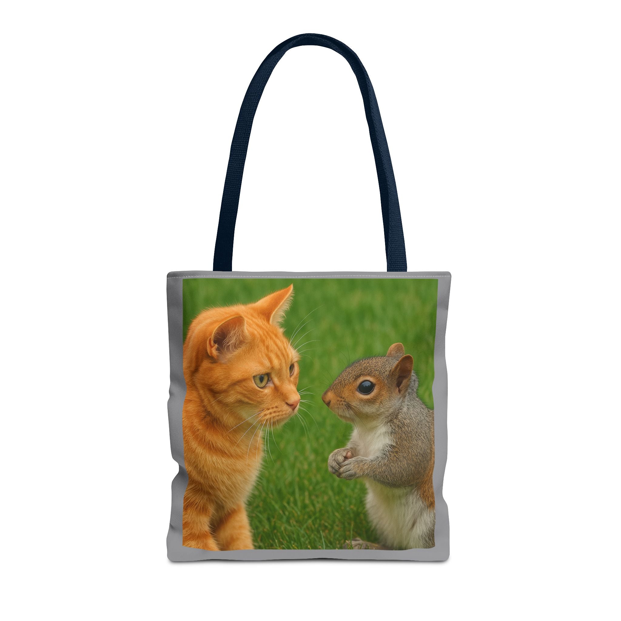 Cat and Squirrel 2 Tote Bag - Cute Animal Print Shopping Bag, Eco-Friendly Reusable Grocery Bag, Gift for Animal Lovers, Nature Tote,