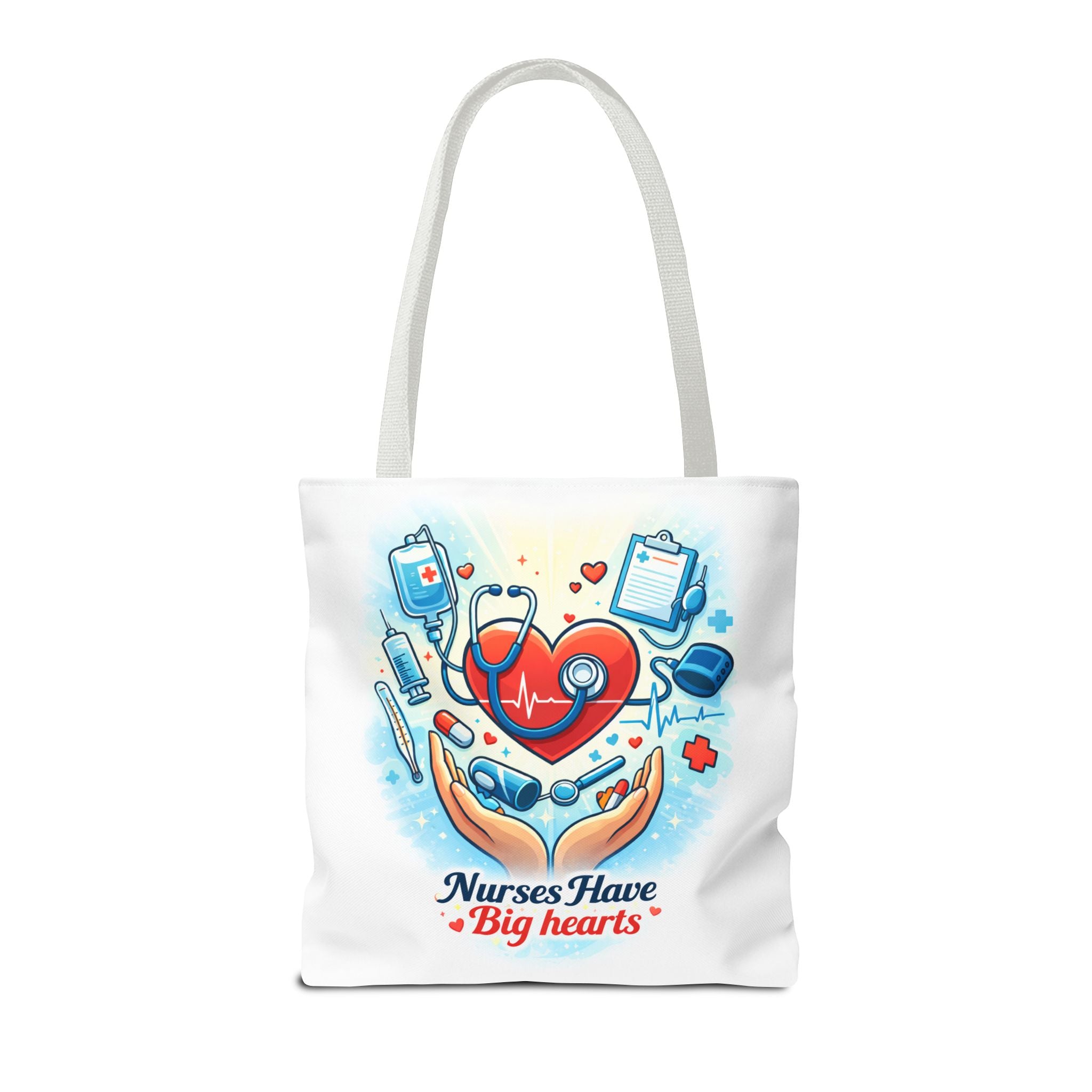 Nurses Have Big Hearts White Tote Bag | All-Over Print Tote