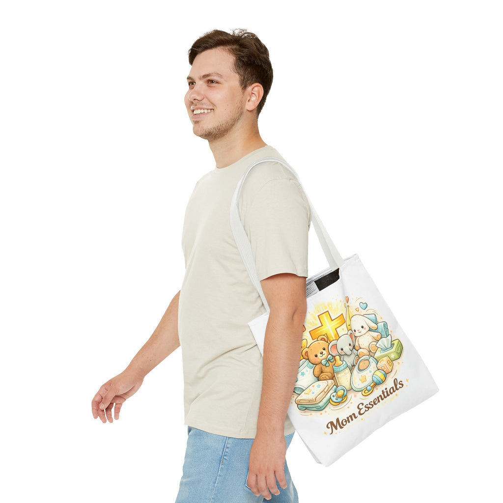 Mom Essentials White Tote Bag | All-Over Print Tote