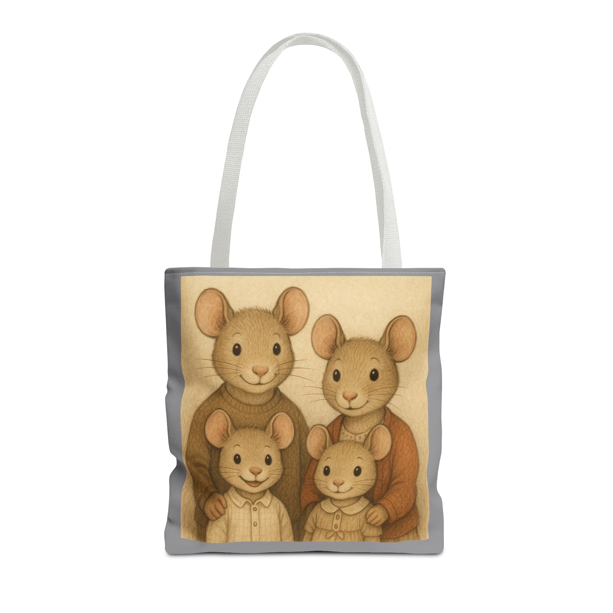 Tote Bag - Mouse Family, Cute Animal Print, Carry-All Shoulder Bag, Reusable Shopping Tote, Gift for Animal Lovers