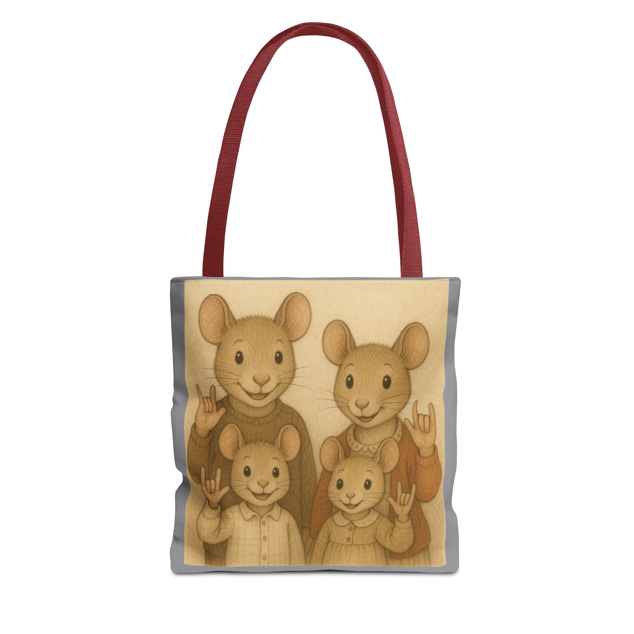 Tote Bag - Mouse Family I Love You, Cute Animal Print, Carry-All Shoulder Bag, Reusable Shopping Tote, Gift for Animal Lovers