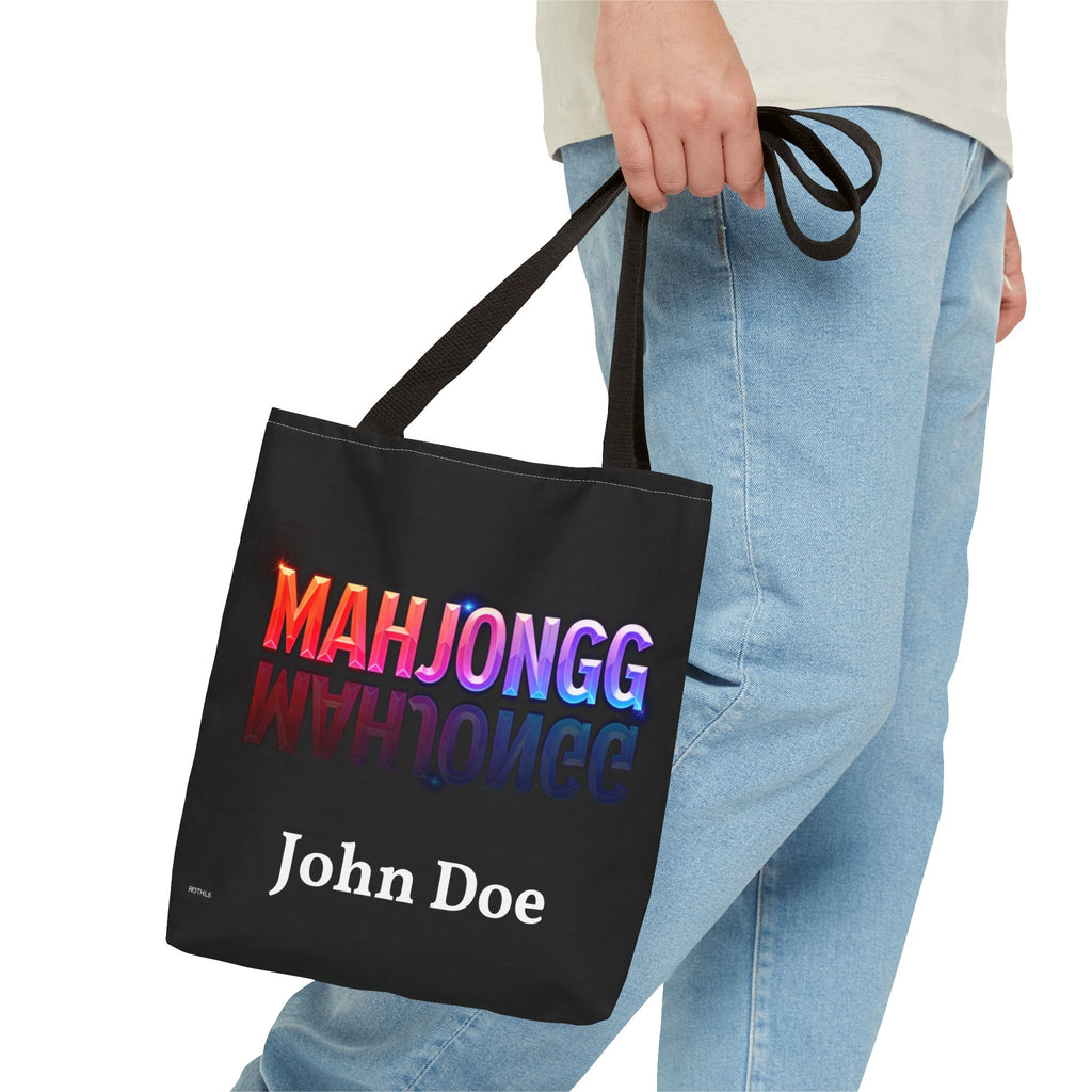 Personalize Black American Mahjongg Tiles Tote Bag | All-Over Print Tote