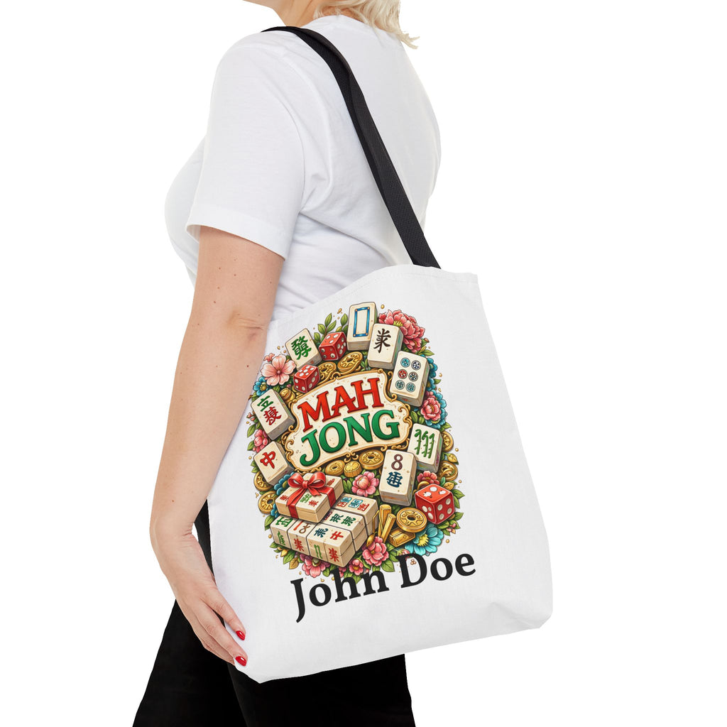 Personalize White Mahjong Tiles Tote Bag | All-Over Print Tote