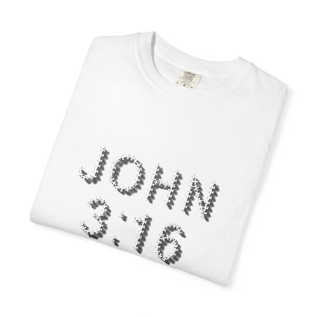 John 3:16 Scripture Cross White T-shirt | Christian Bible Verse Tee