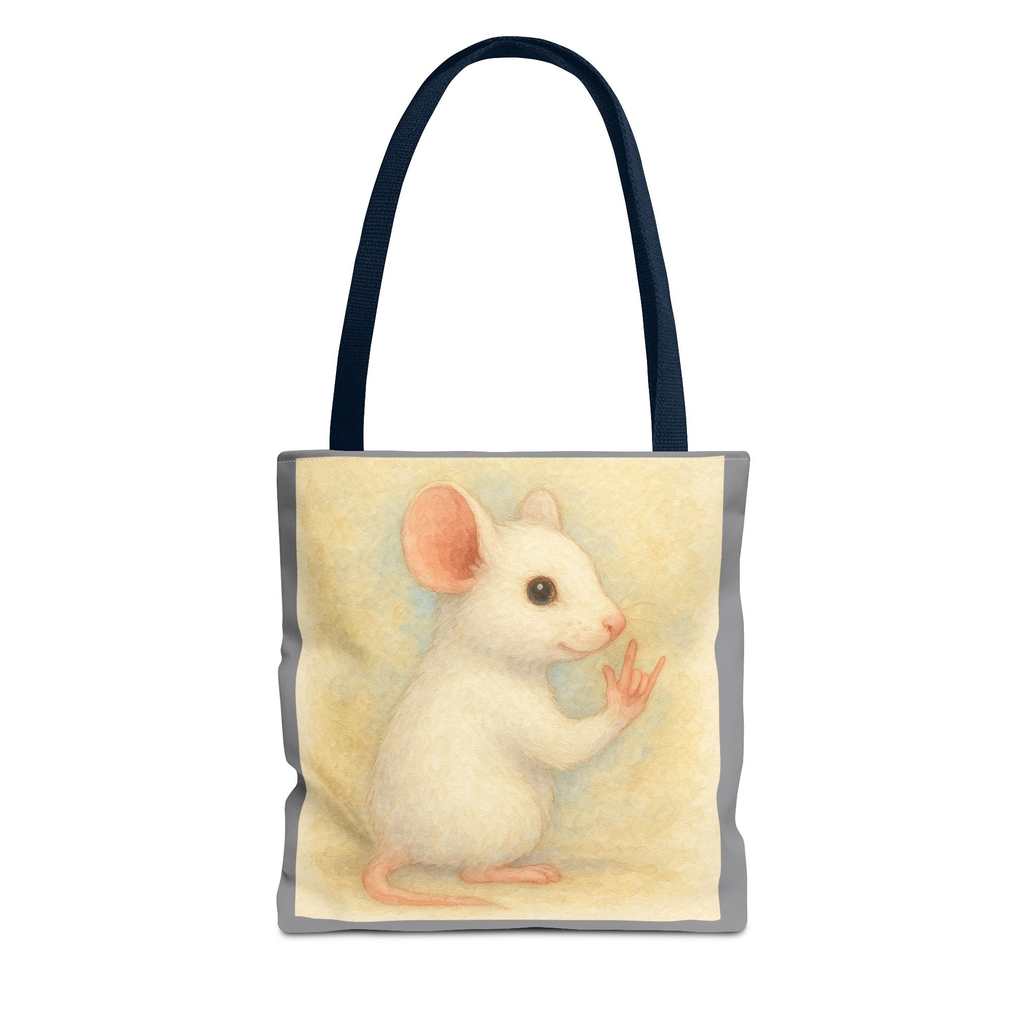 Tote Bag - White Mouse I Love You, Cute Animal Print, Carry-All Shoulder Bag, Reusable Shopping Tote, Gift for Animal Lovers