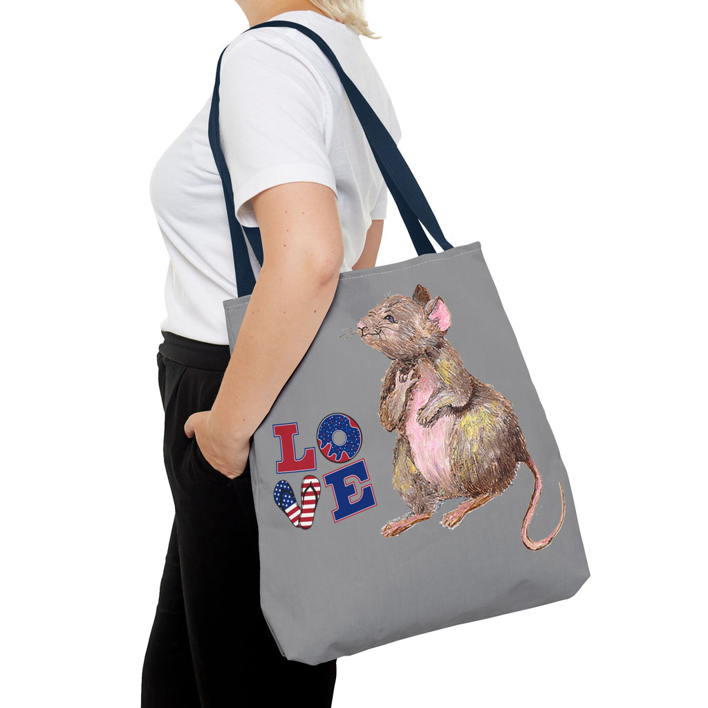 I Love You Mouse Patriotic LOVE Tote Bag | Mouse 1 AND Mouse 2 | All-Over Print