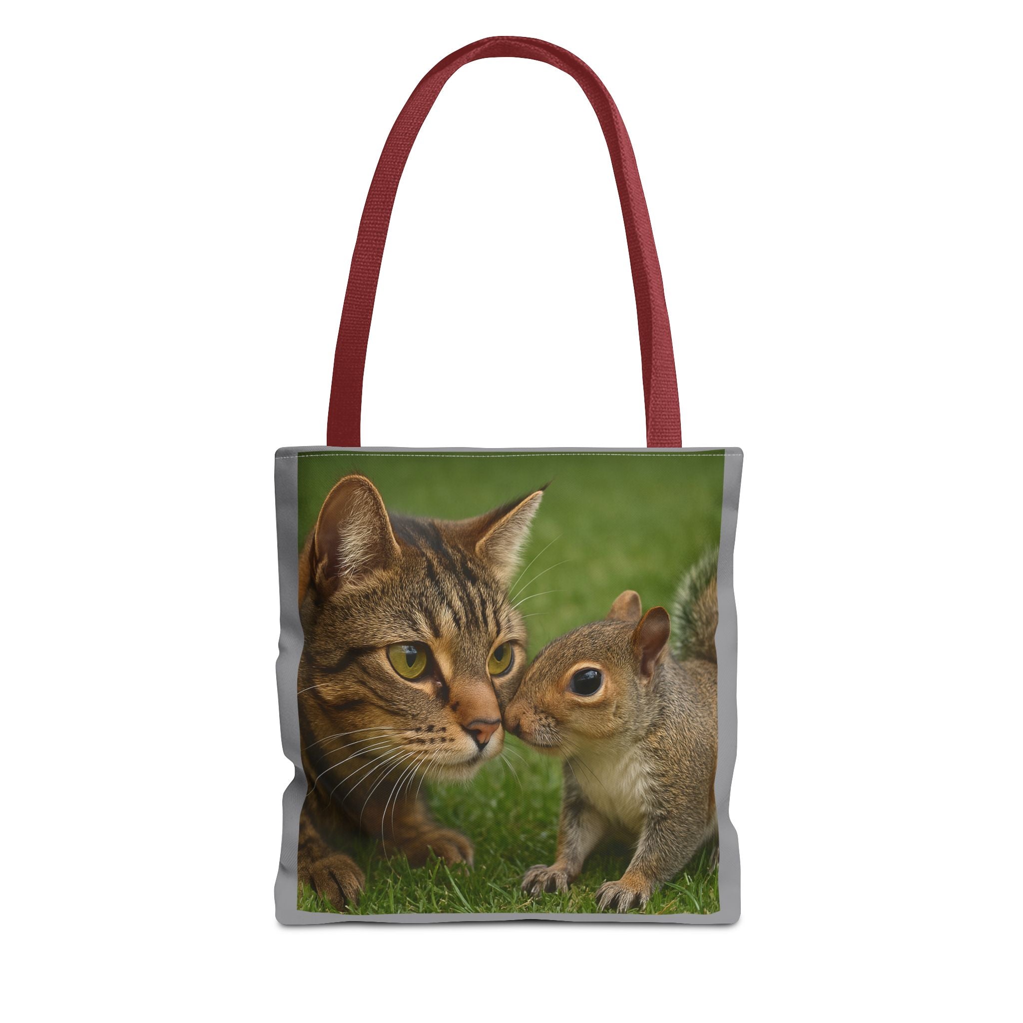Squirrel and Cat Tote Bag - Cute Animal Print Shopping Bag, Eco-Friendly Reusable Grocery Bag, Gift for Animal Lovers, Nature Tote,