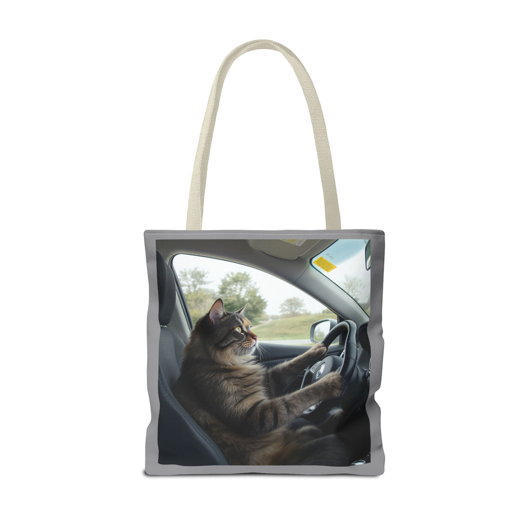 Cat in Car 2 Tote Bag, Cat Lover Gift, Animal Print Grocery Bag, Cute Kitten Shoulder Bag, Cat Lady Purse