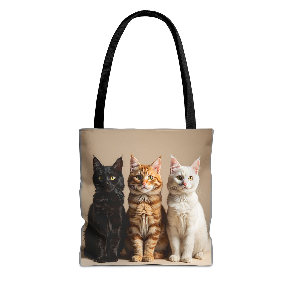 Tote Bag - Three Sitting Cats, Carry-All Shoulder Bag, Reusable Shopping Tote, Gift for Animal Lovers