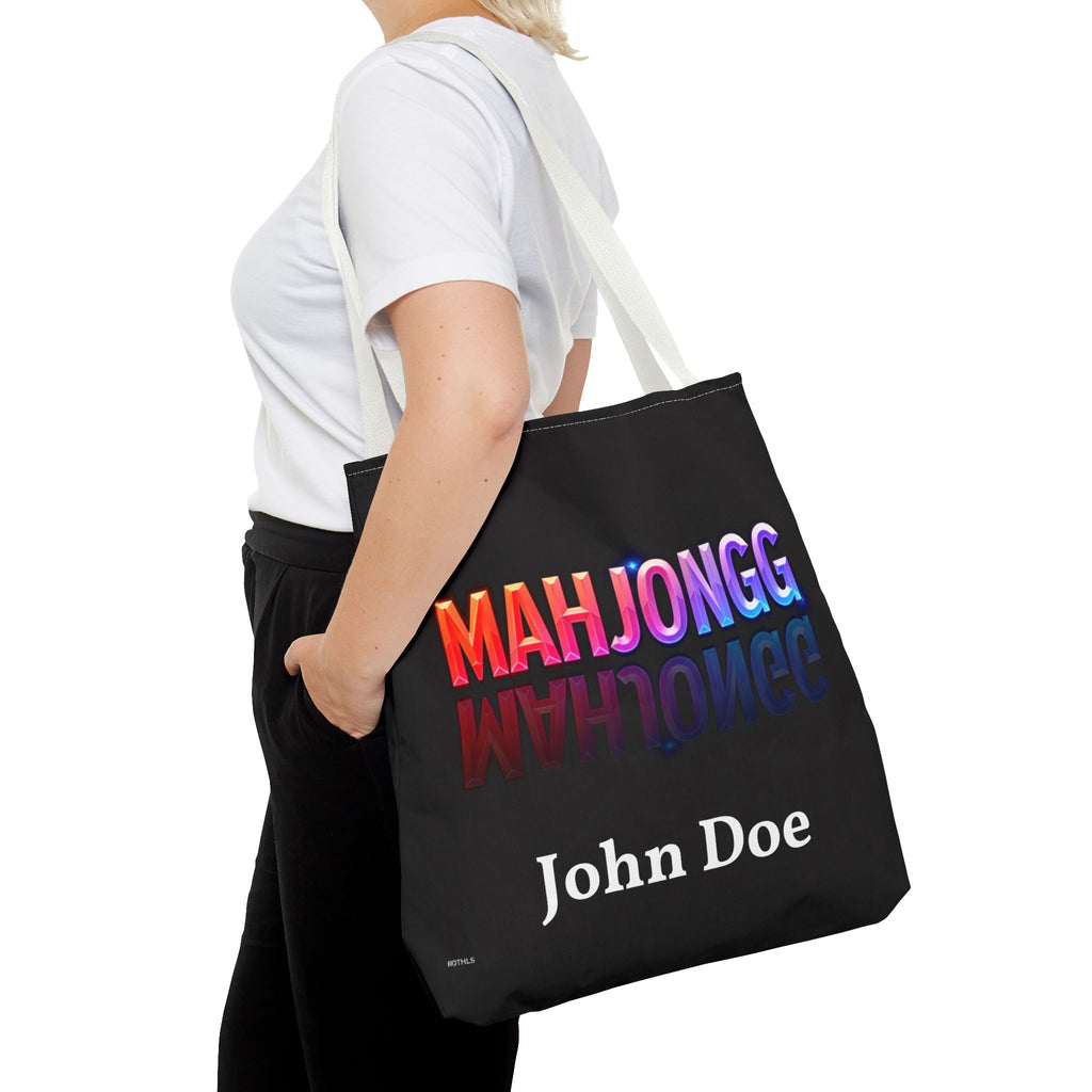 Personalize Black American Mahjongg Tiles Tote Bag | All-Over Print Tote