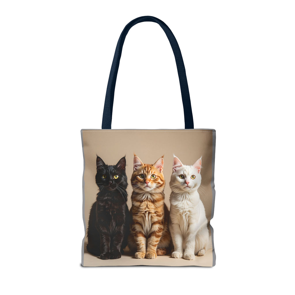 Tote Bag - Three Sitting Cats, Carry-All Shoulder Bag, Reusable Shopping Tote, Gift for Animal Lovers