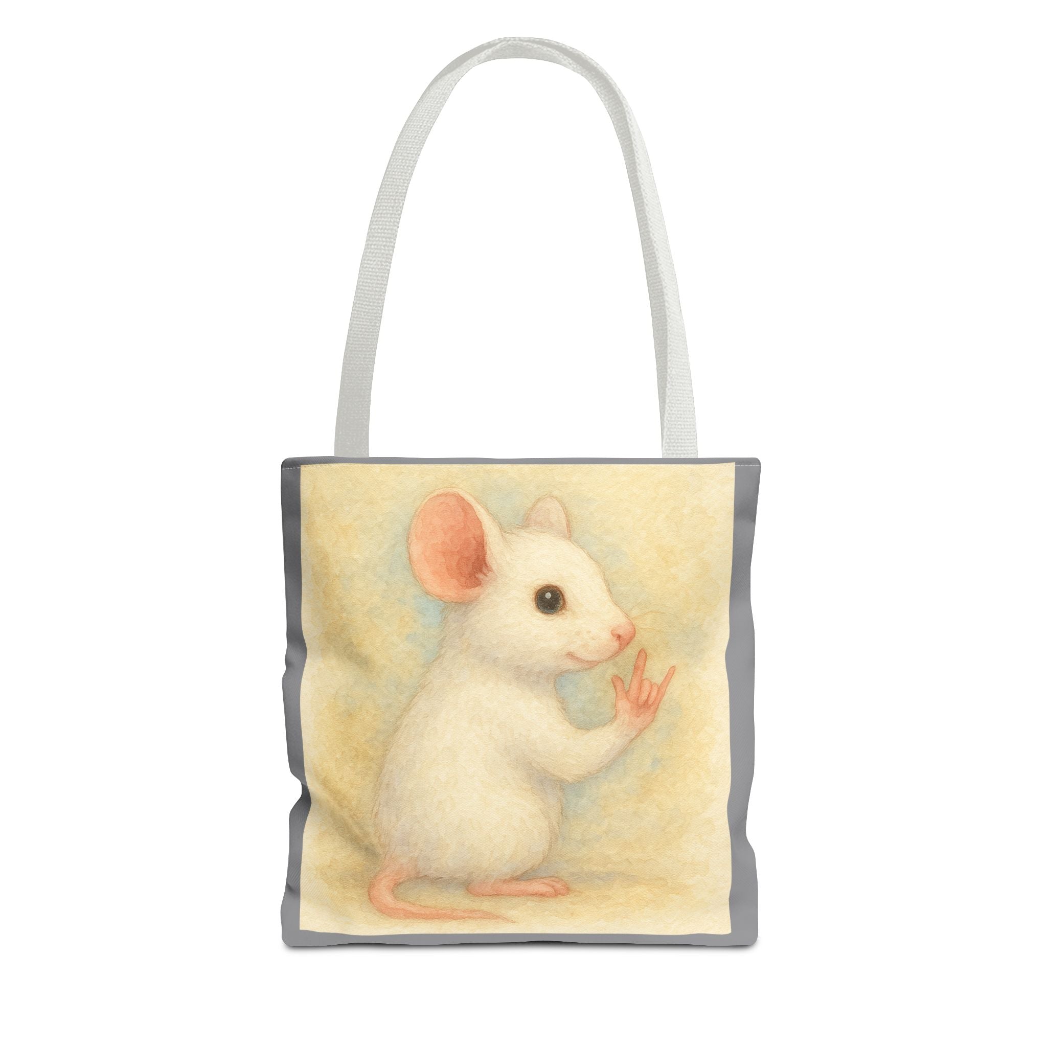 Tote Bag - White Mouse I Love You, Cute Animal Print, Carry-All Shoulder Bag, Reusable Shopping Tote, Gift for Animal Lovers