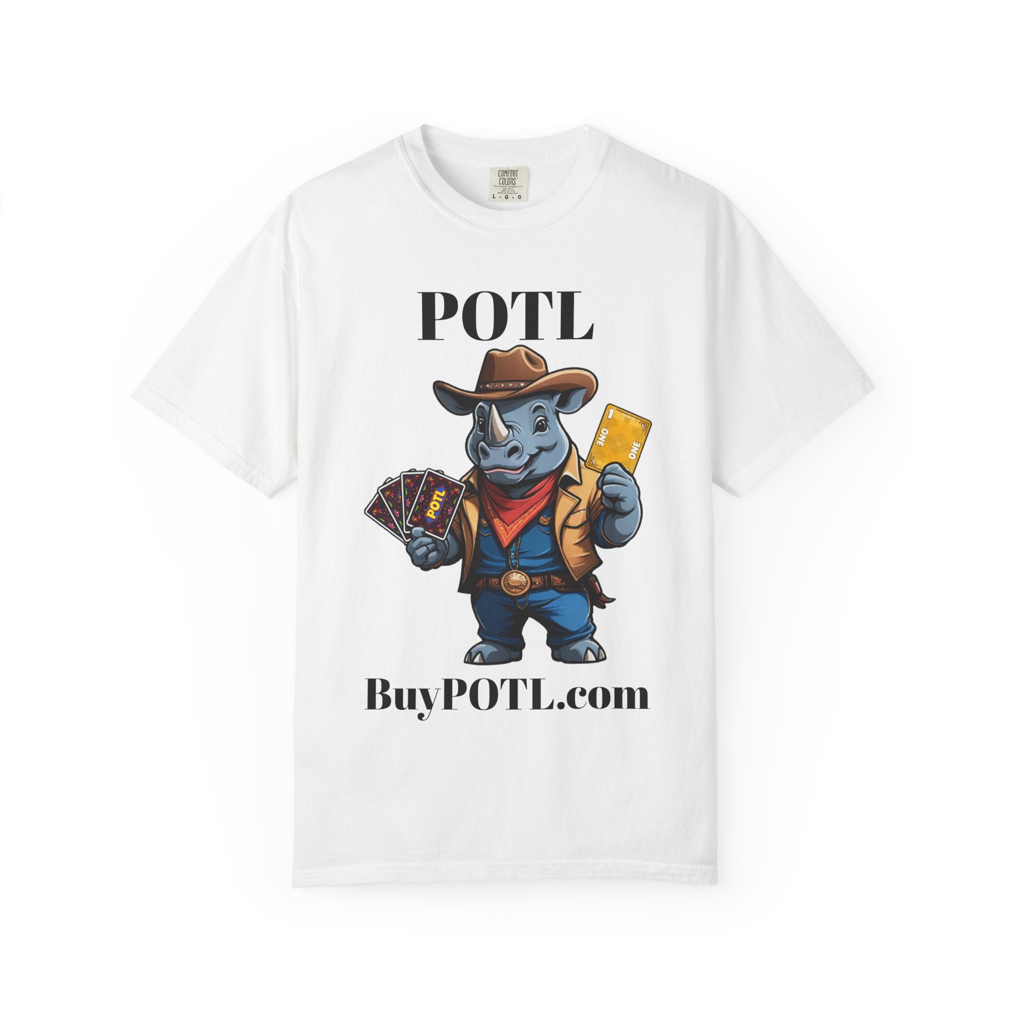 Cowboy Rhino POTL Mascot T-shirt | Board Game Character Tee