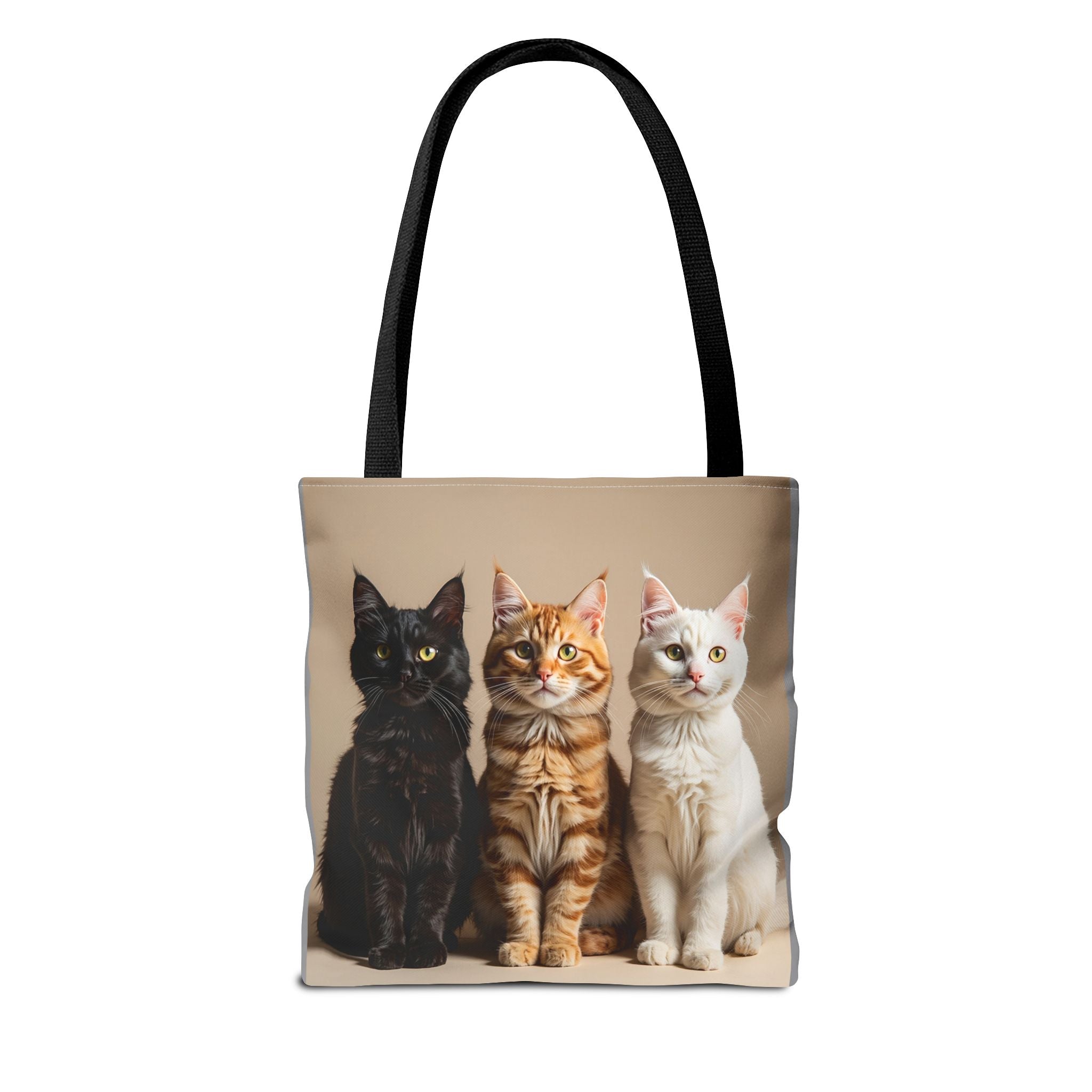 Tote Bag - Three Sitting Cats, Carry-All Shoulder Bag, Reusable Shopping Tote, Gift for Animal Lovers