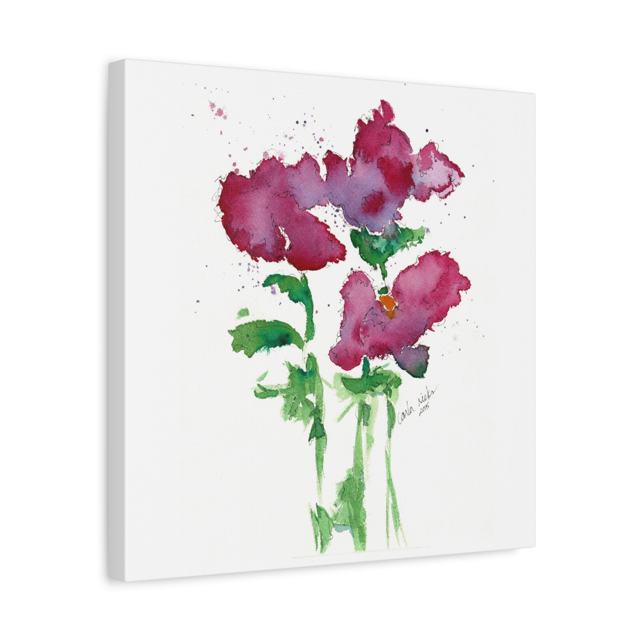 Canvas Print, Handpainted Watercolor Abstract Pink Flowers, Stretched Wall Art, Home Decor, Floral Artwork, Gift Idea