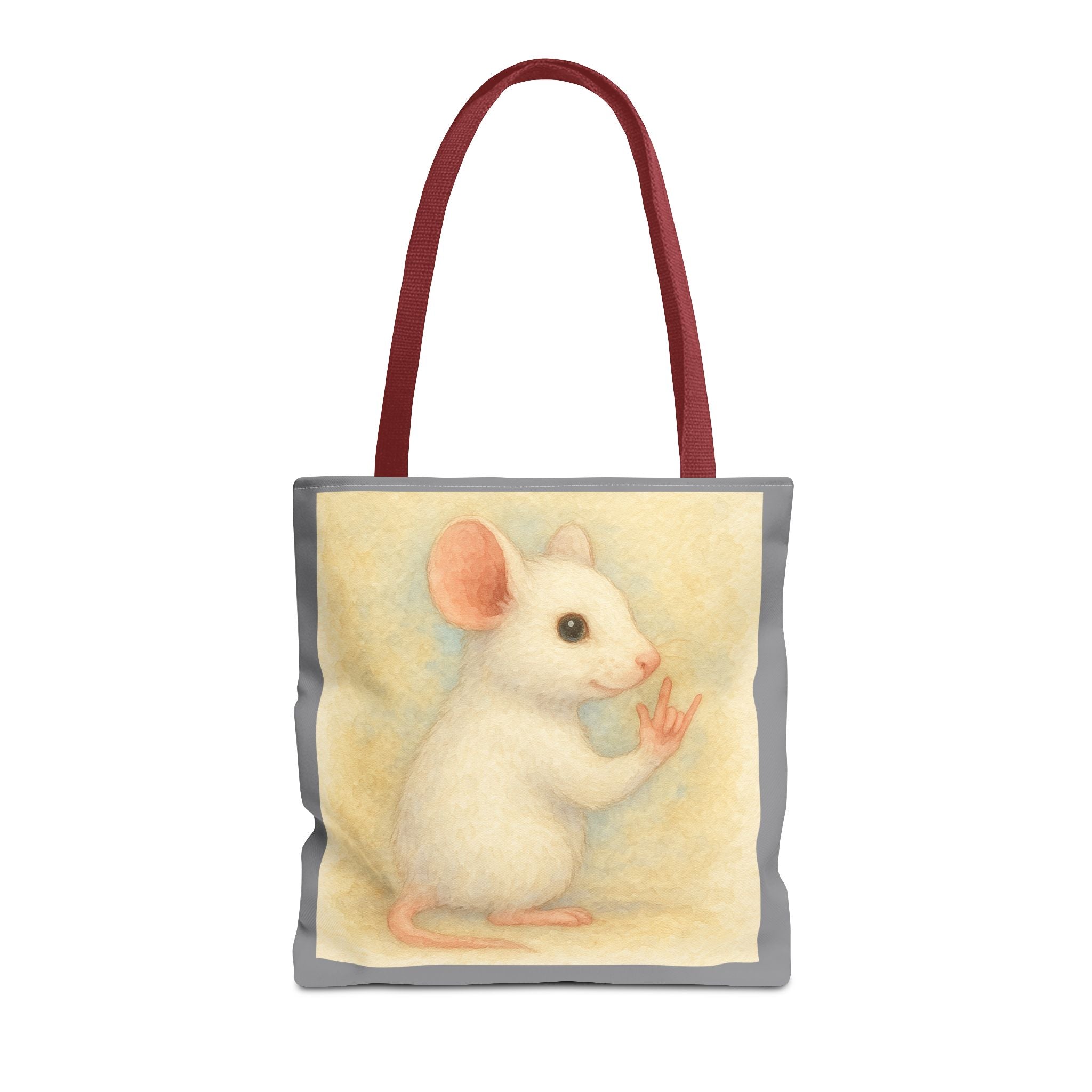 Tote Bag - White Mouse I Love You, Cute Animal Print, Carry-All Shoulder Bag, Reusable Shopping Tote, Gift for Animal Lovers