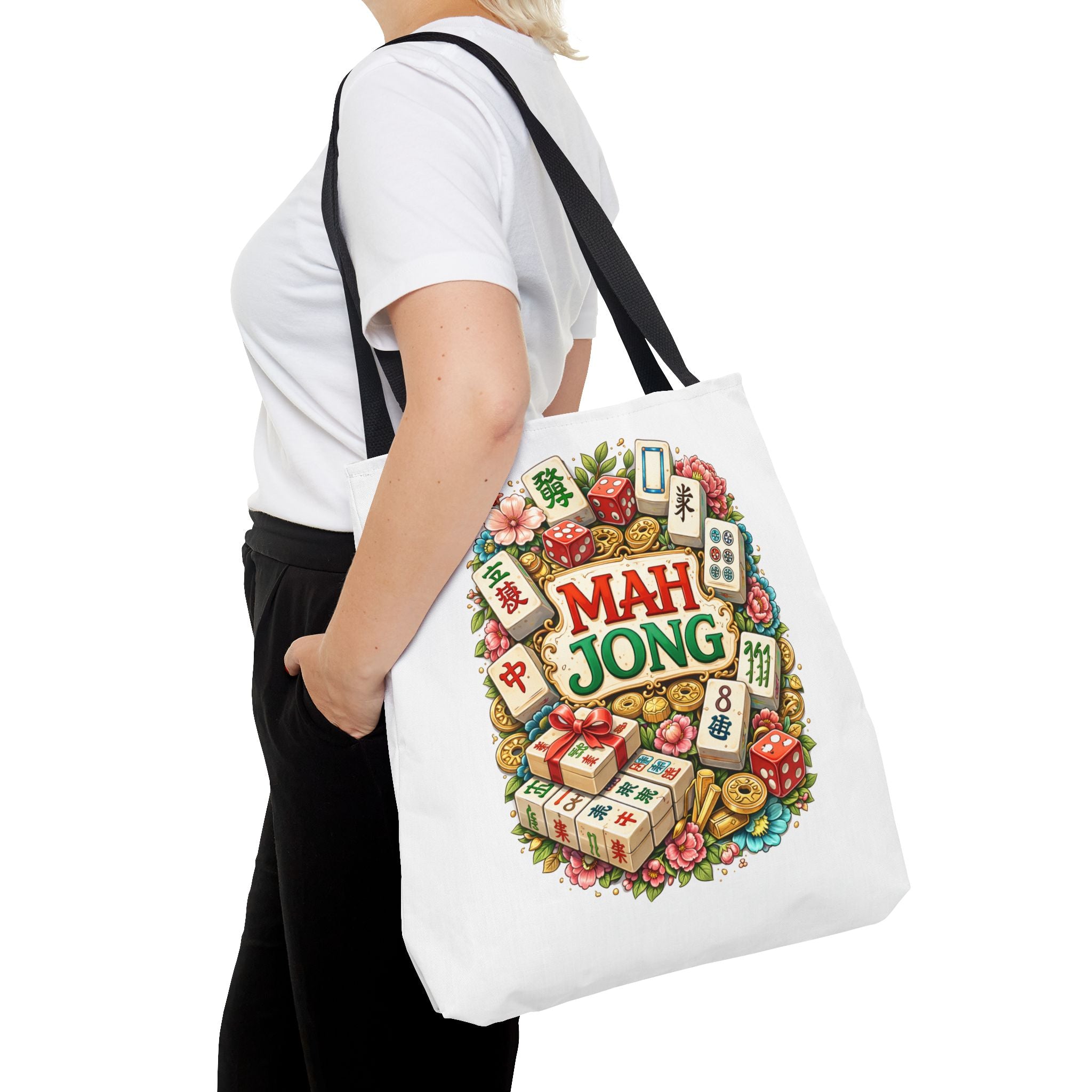 White Mahjong Tiles Tote Bag | All-Over Print Tote