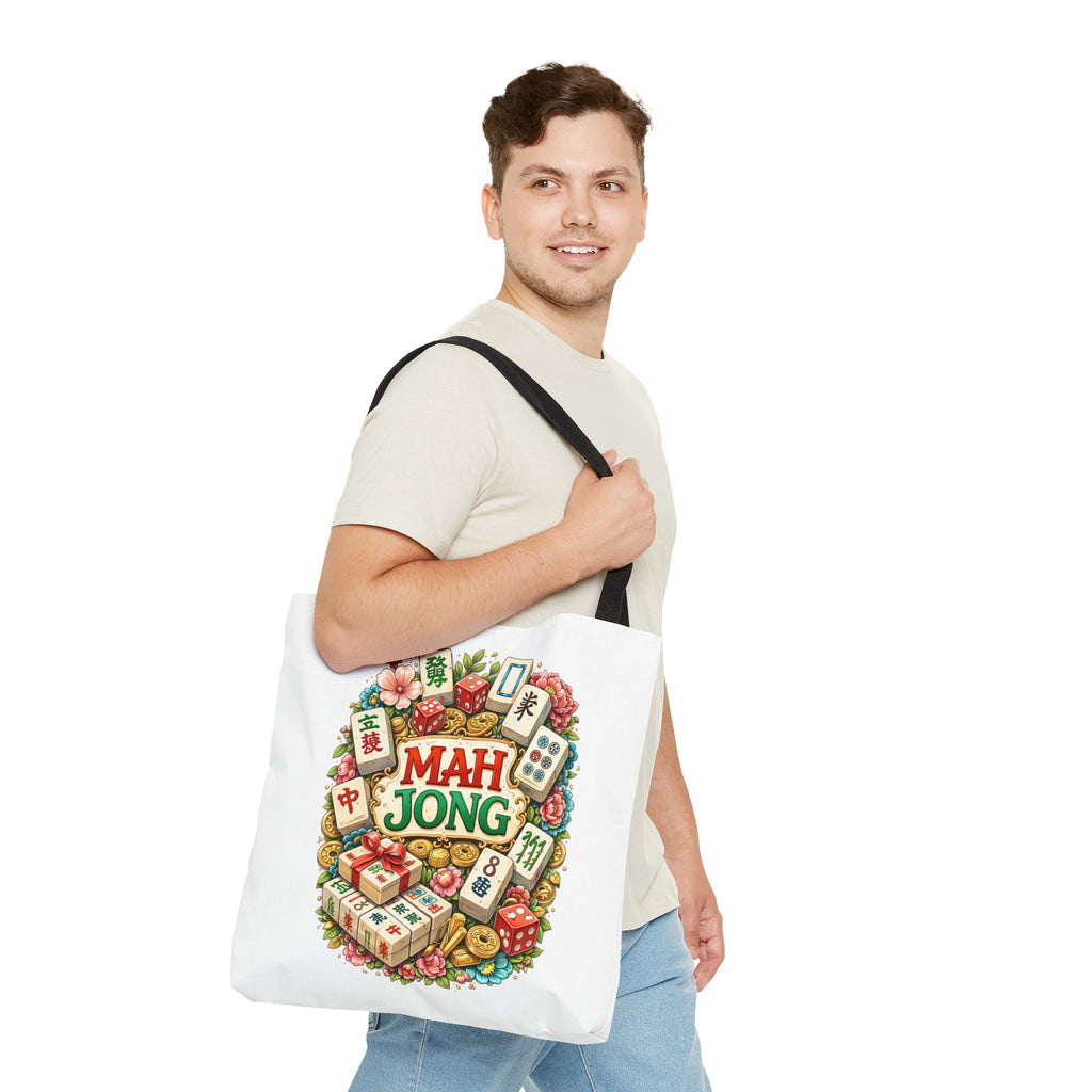 White Mahjong Tiles Tote Bag | All-Over Print Tote