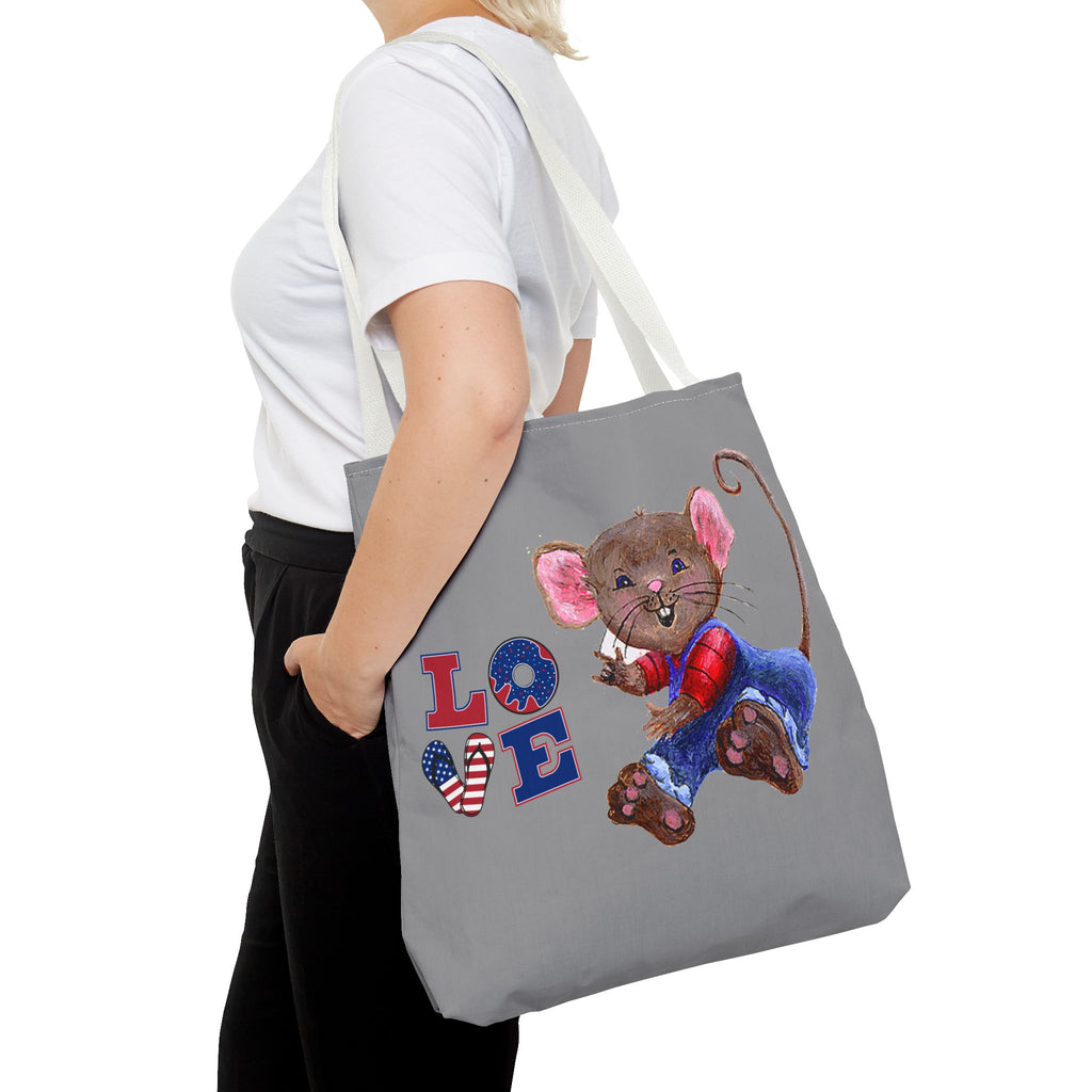I Love You Mouse Patriotic LOVE Tote Bag | Mouse 2 | All-Over Print