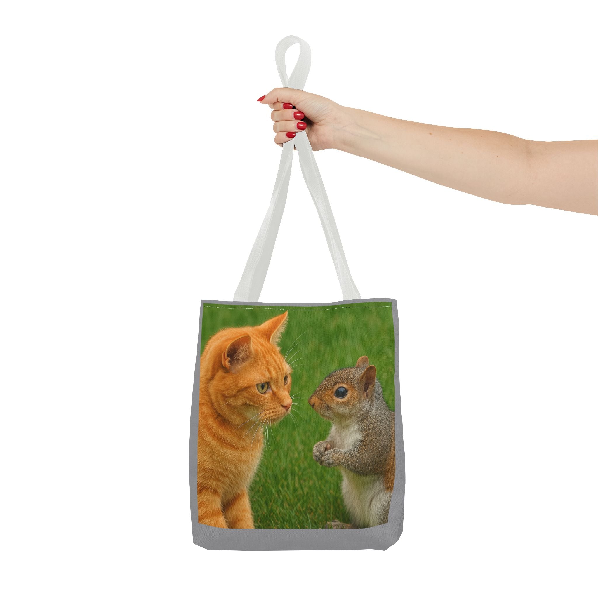 Cat and Squirrel 2 Tote Bag - Cute Animal Print Shopping Bag, Eco-Friendly Reusable Grocery Bag, Gift for Animal Lovers, Nature Tote,