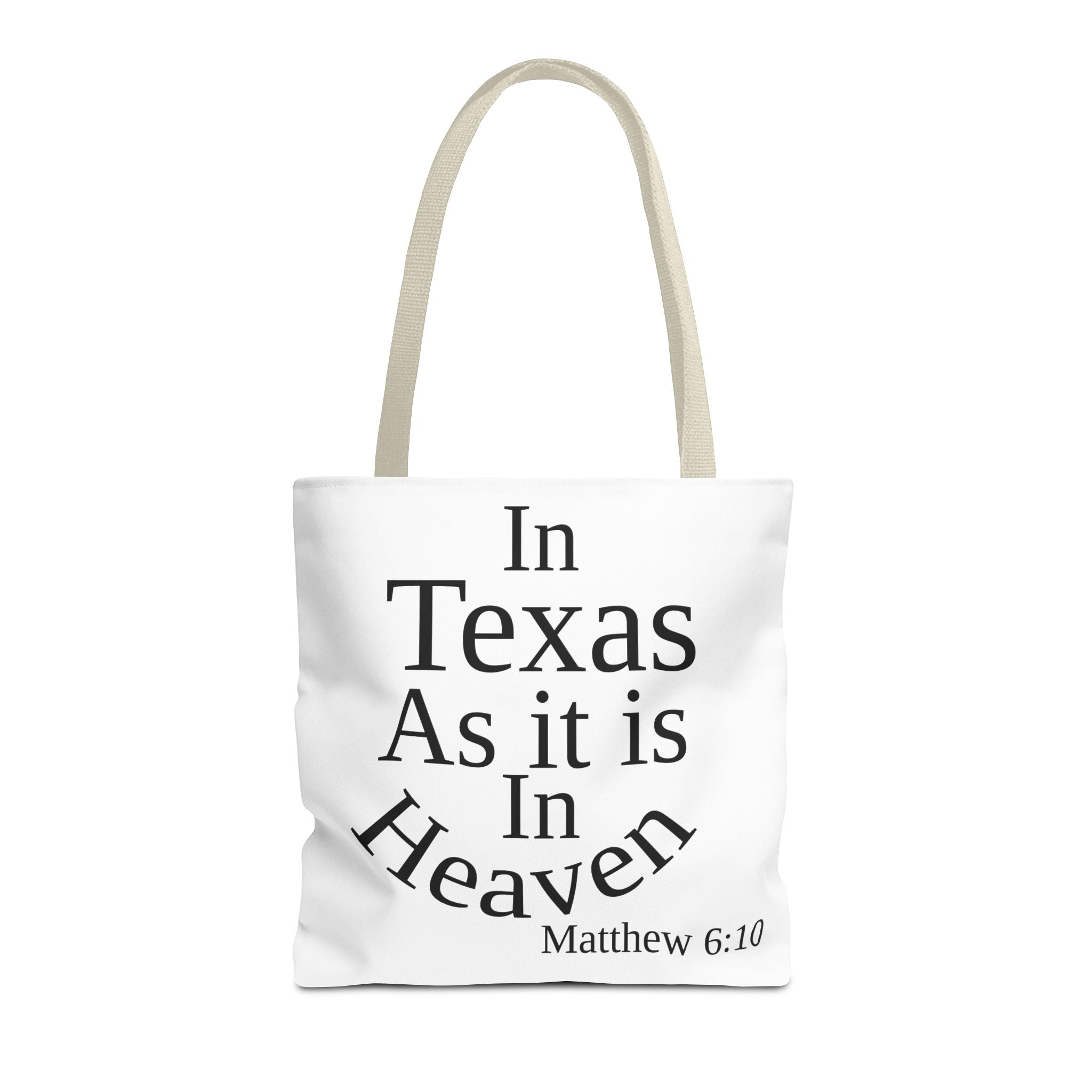 Personalized White Matthew 6:10 Bible Verse Tote Bag, City Or State | Market Grocery Craft Festival Outing, Lightweight Sturdy Polyester