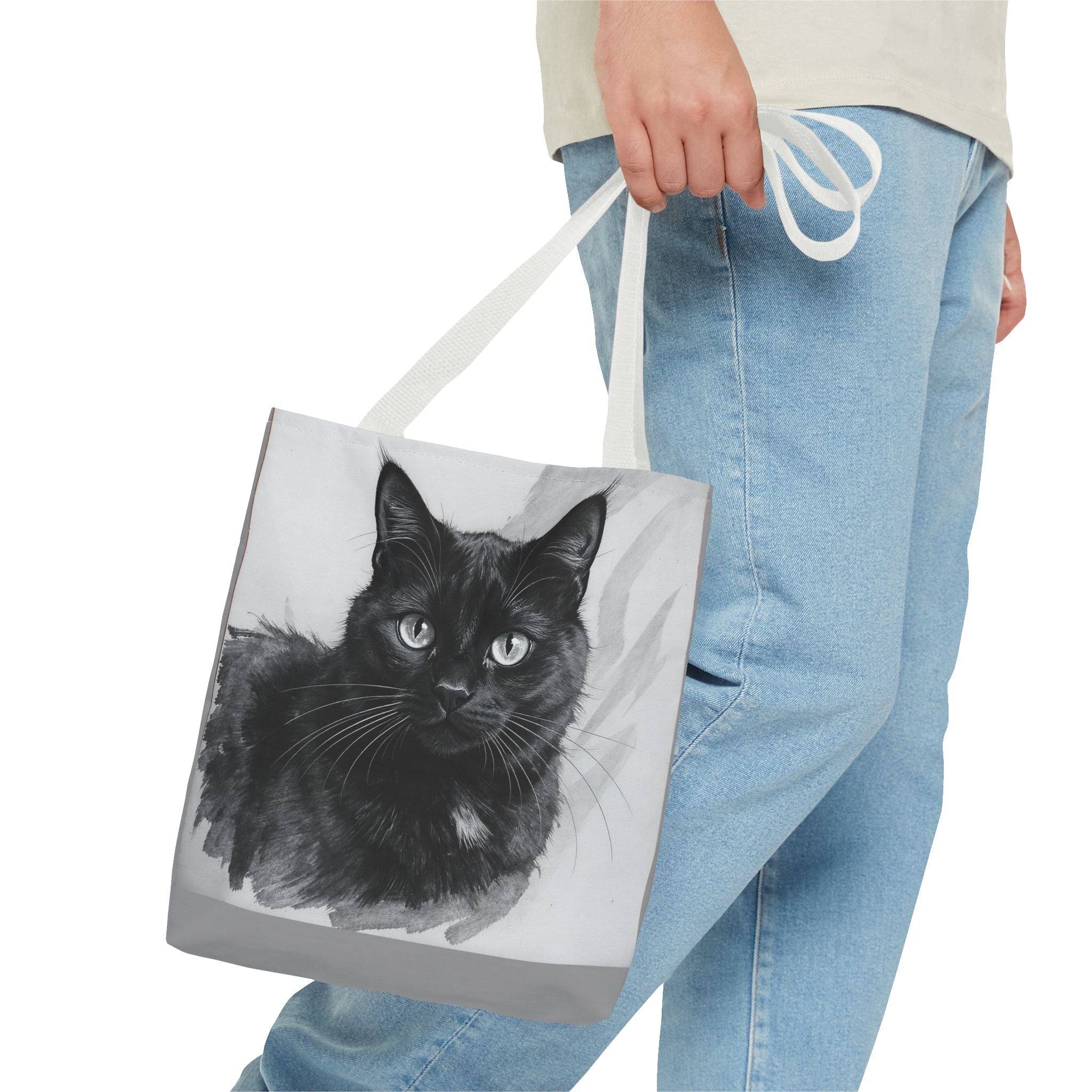 Tote Bag - Charcoal Cat, Carry-All Shoulder Bag, Reusable Shopping Tote, Gift for Animal Lovers