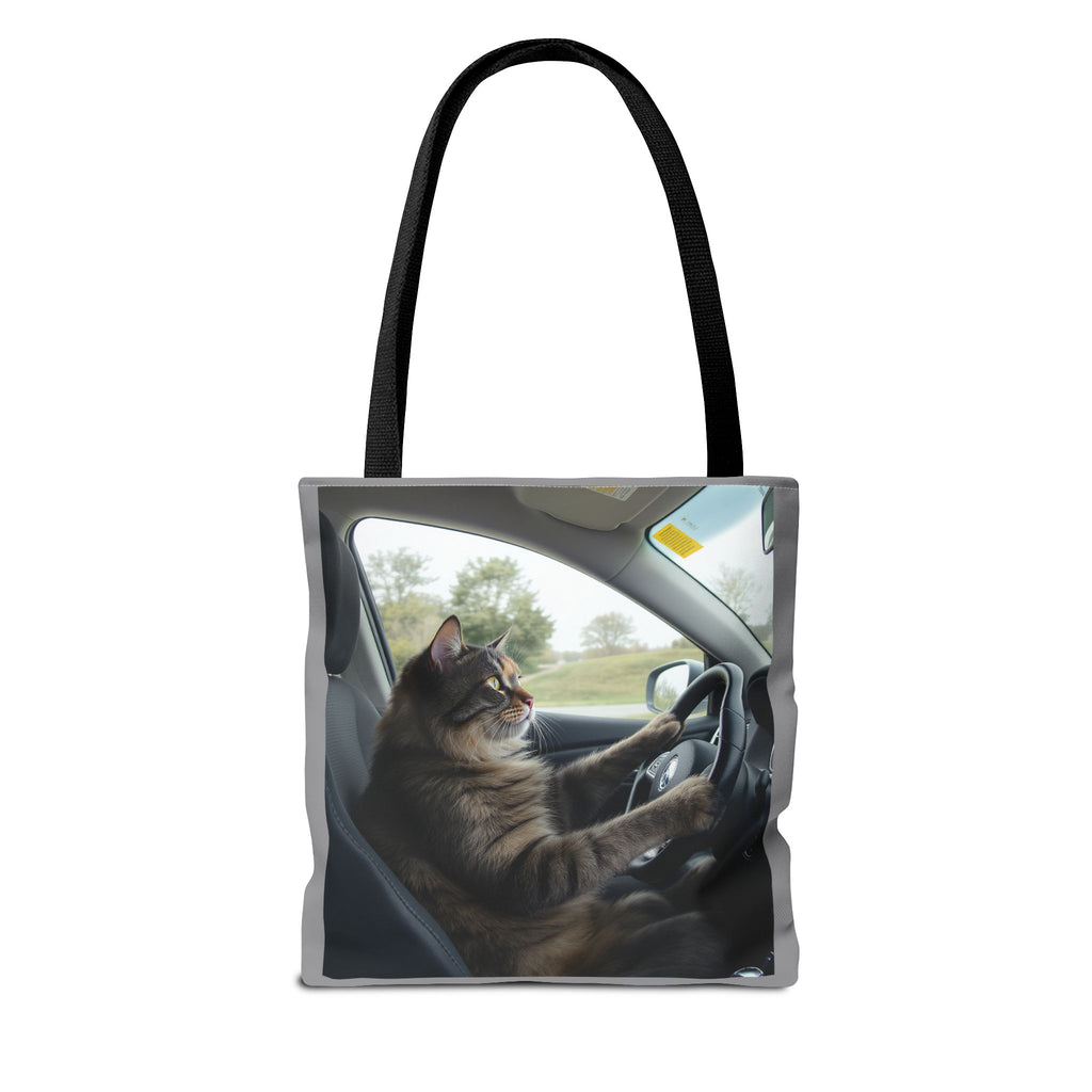 Cat in Car 2 Tote Bag, Cat Lover Gift, Animal Print Grocery Bag, Cute Kitten Shoulder Bag, Cat Lady Purse