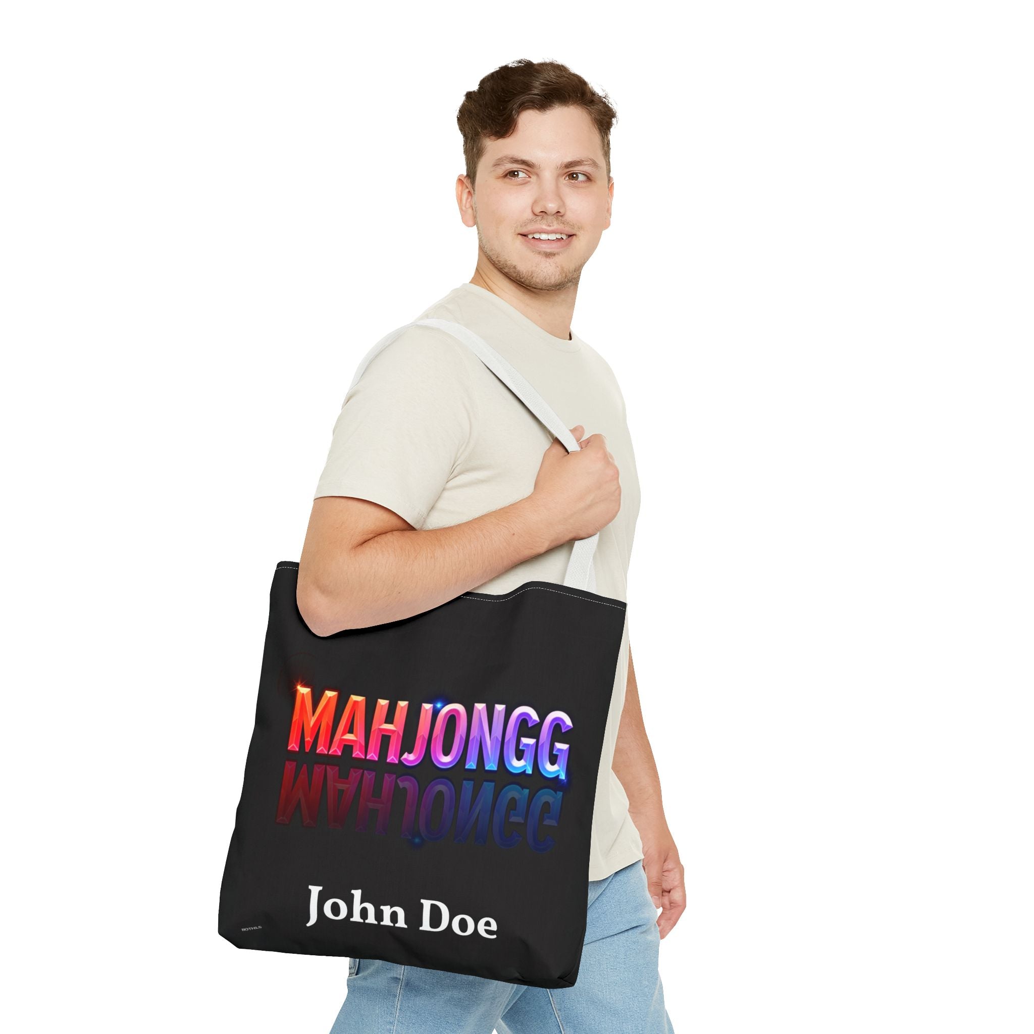 Personalize Black American Mahjongg Tiles Tote Bag | All-Over Print Tote