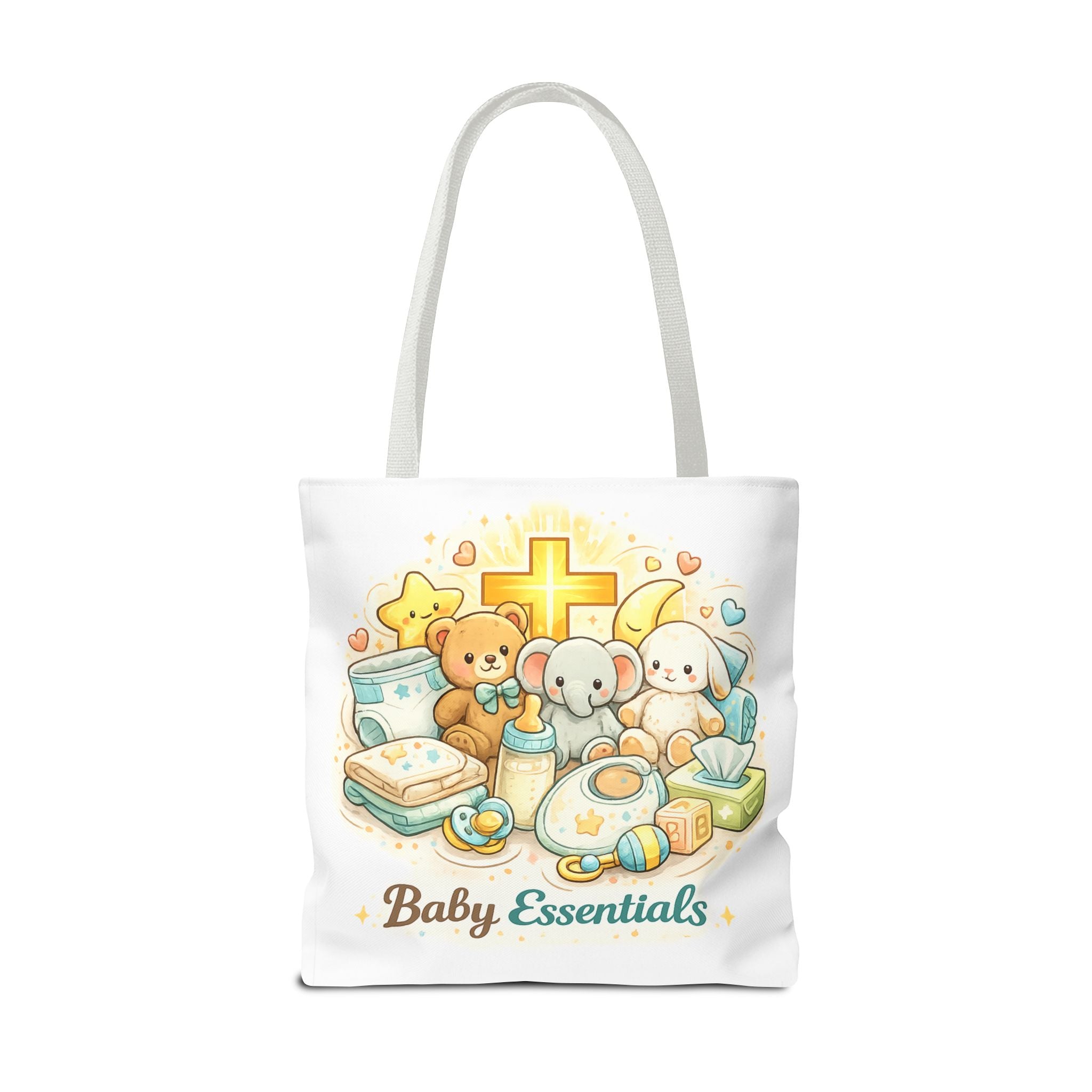 Baby Essentials White Tote Bag | All-Over Print Tote