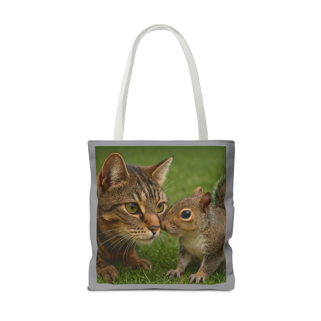 Squirrel and Cat Tote Bag - Cute Animal Print Shopping Bag, Eco-Friendly Reusable Grocery Bag, Gift for Animal Lovers, Nature Tote,