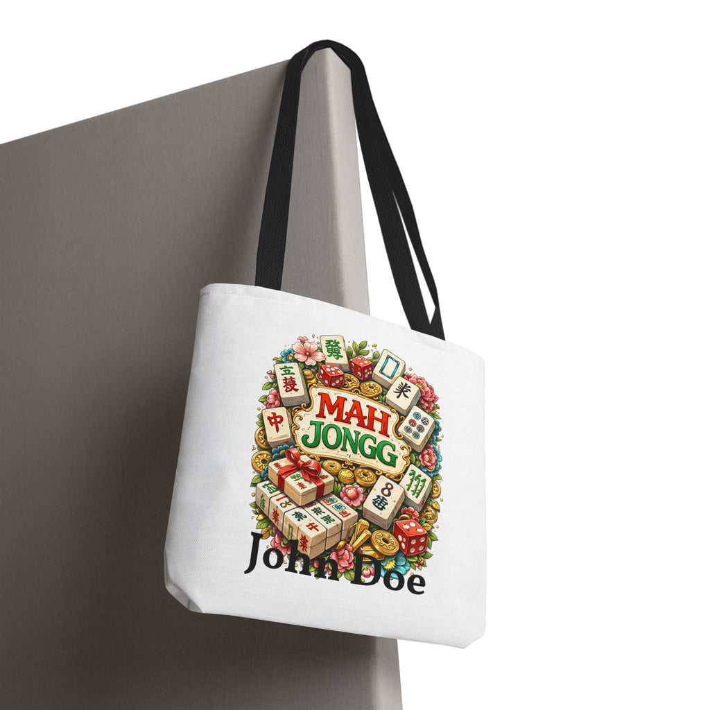 Personalize White American Mahjongg Tiles Tote Bag | All-Over Print Tote