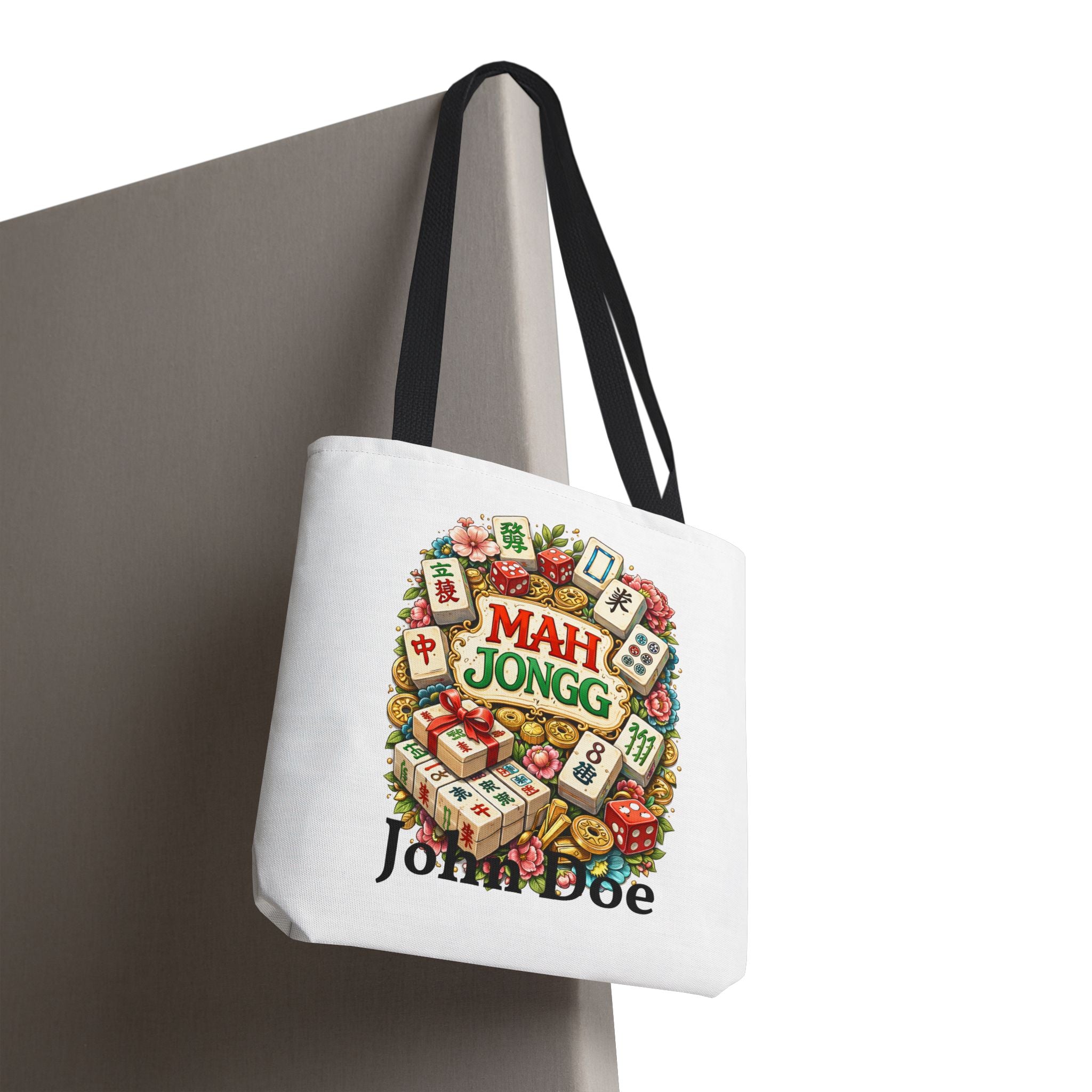 Personalize White American Mahjongg Tiles Tote Bag | All-Over Print Tote