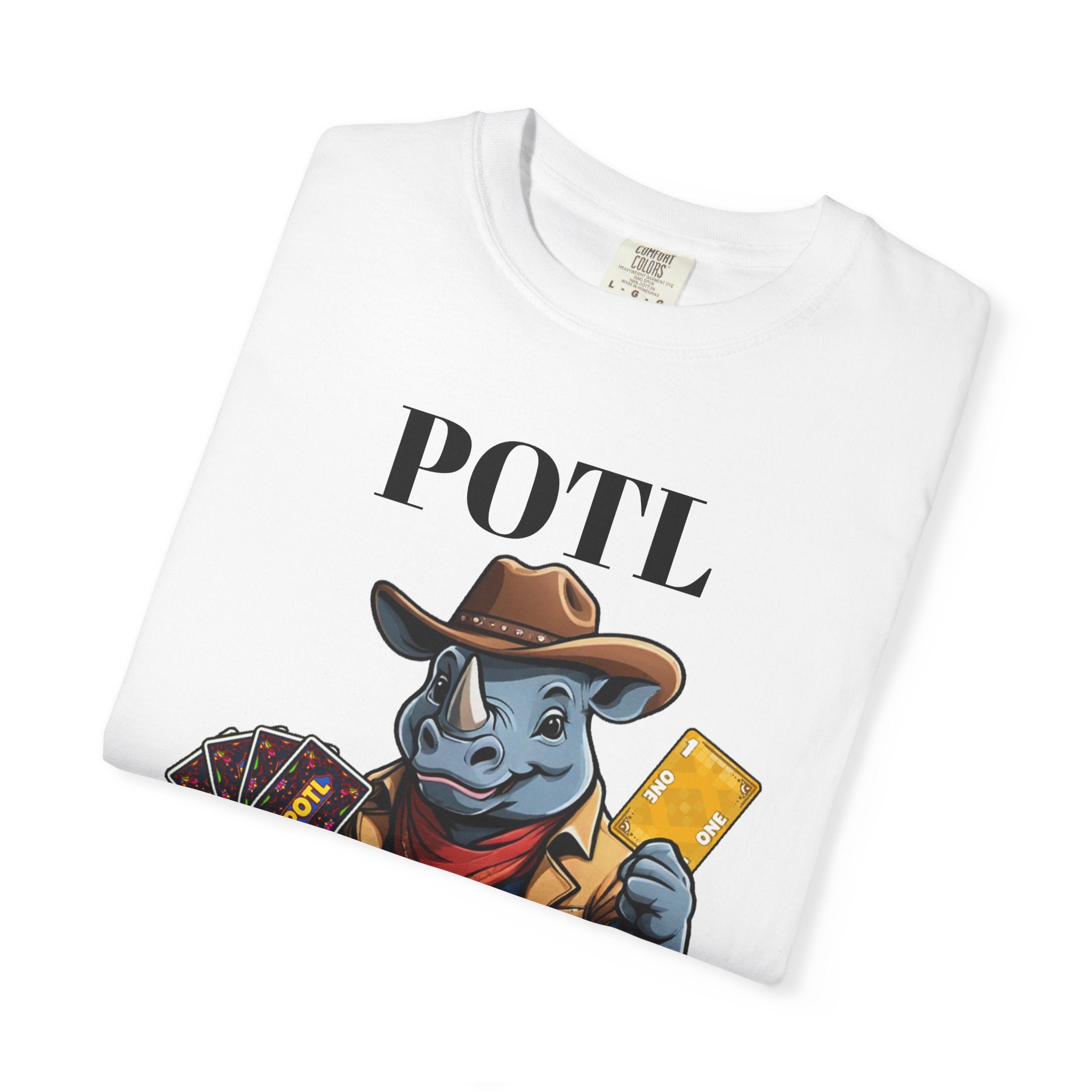 Cowboy Rhino POTL Mascot T-shirt | Board Game Character Tee