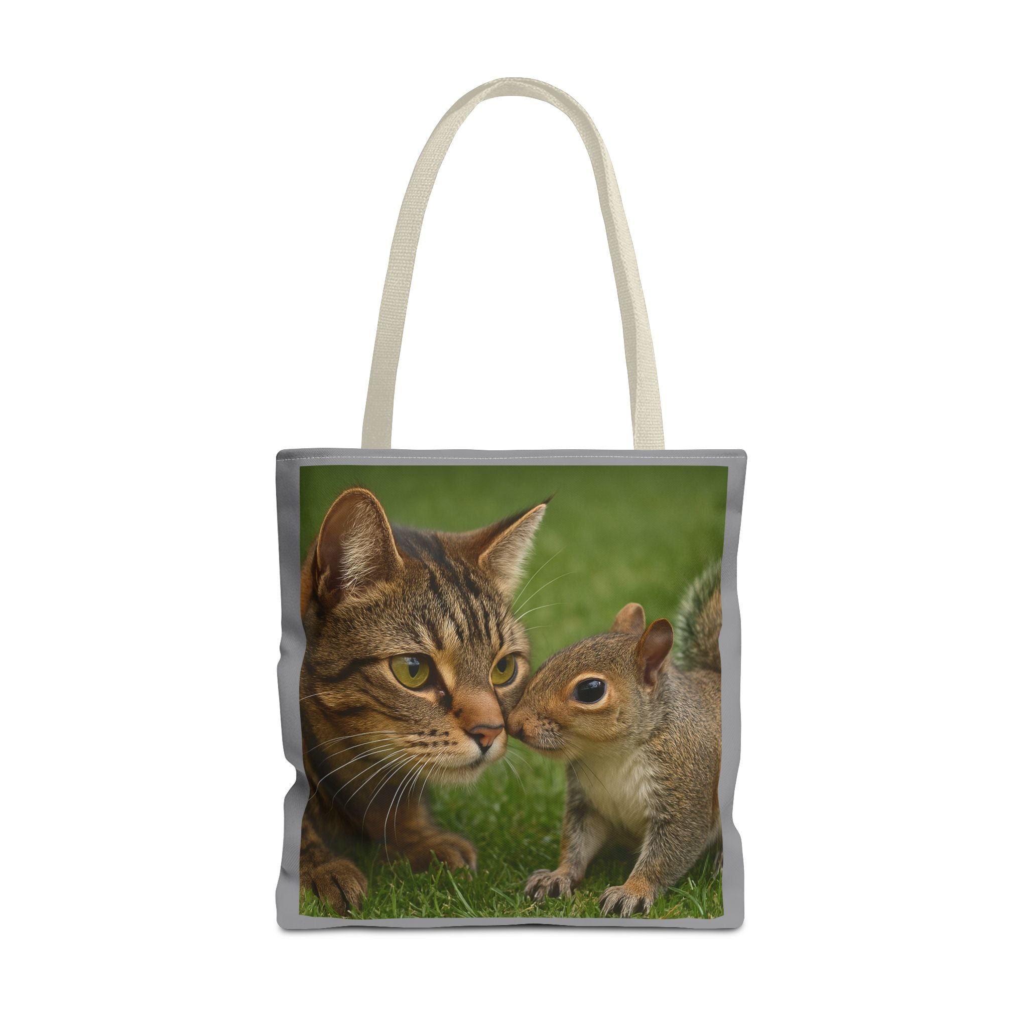 Squirrel and Cat Tote Bag - Cute Animal Print Shopping Bag, Eco-Friendly Reusable Grocery Bag, Gift for Animal Lovers, Nature Tote,