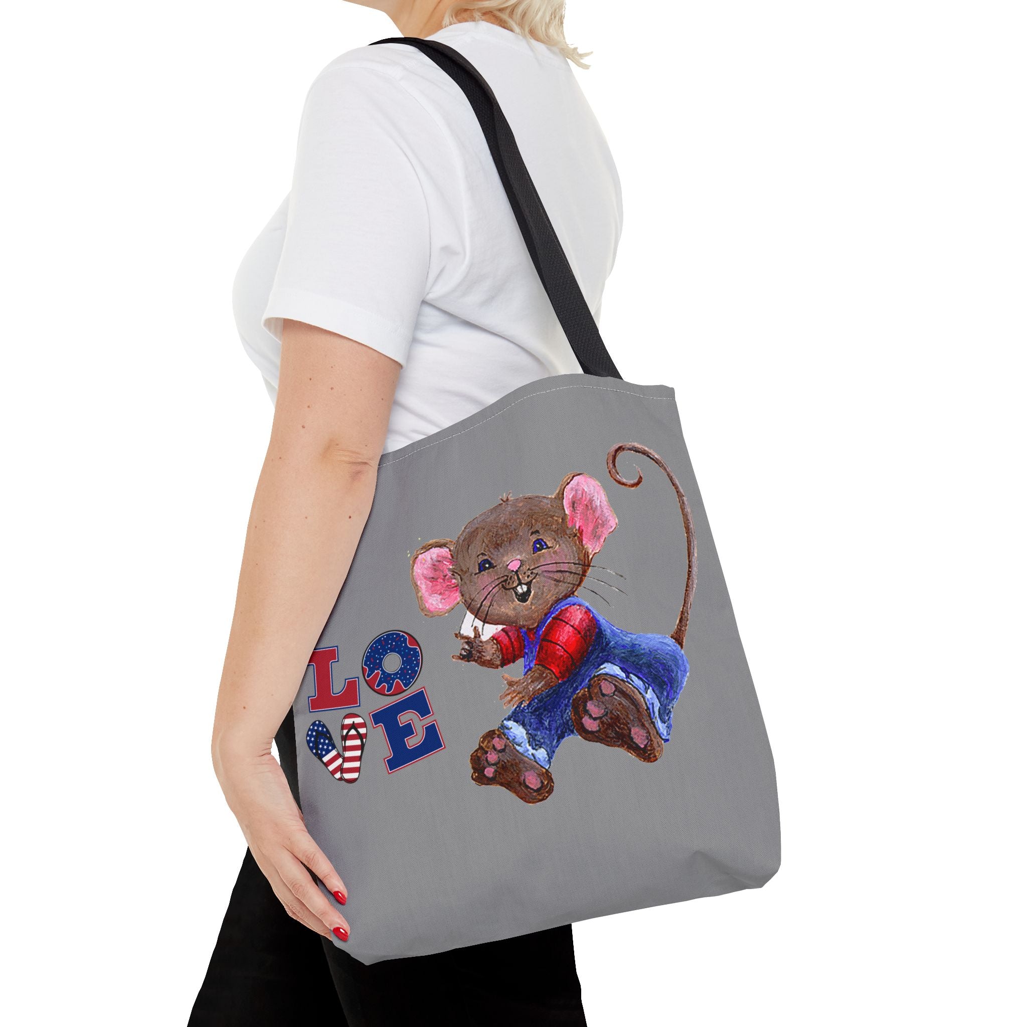 I Love You Mouse Patriotic LOVE Tote Bag | Mouse 2 | All-Over Print