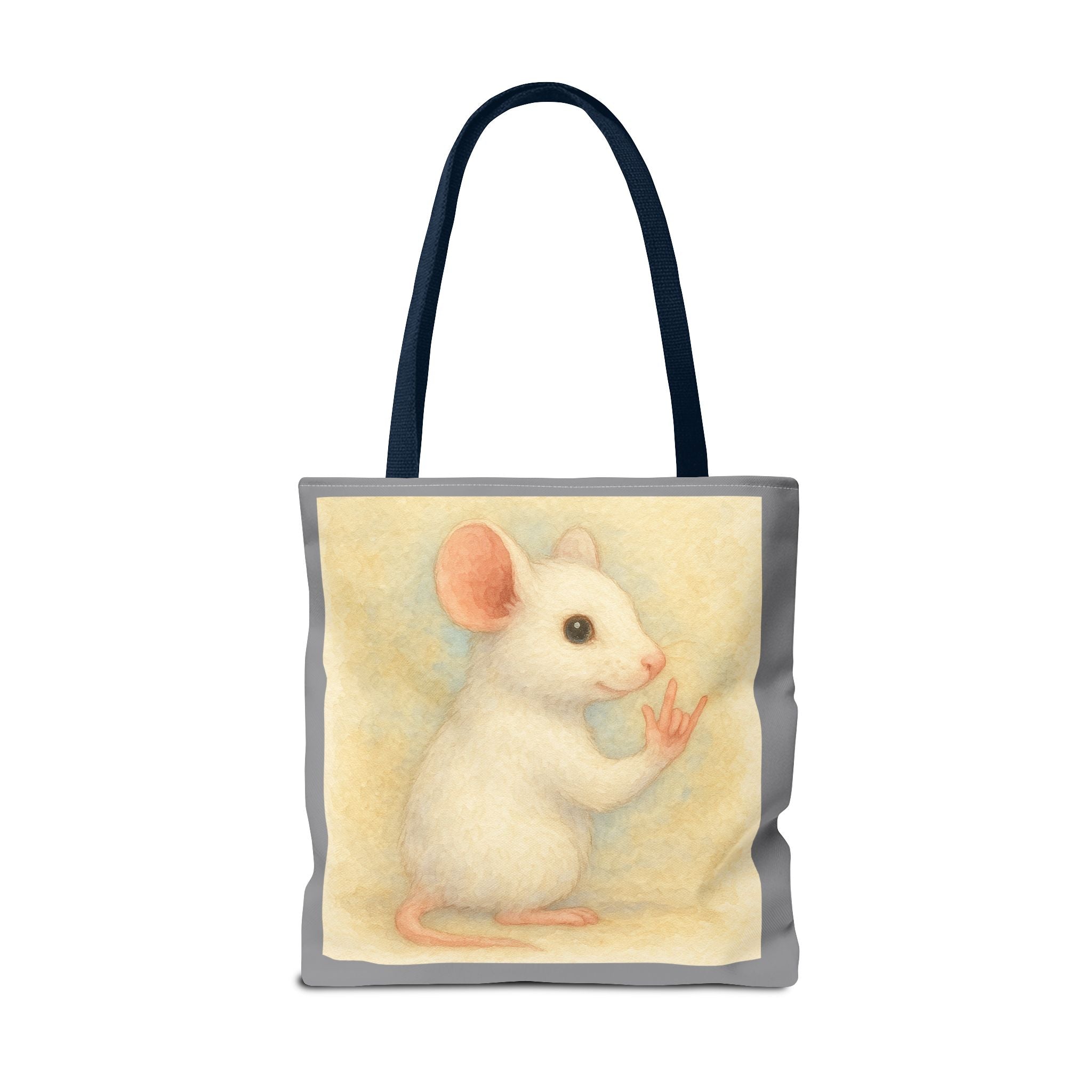 Tote Bag - White Mouse I Love You, Cute Animal Print, Carry-All Shoulder Bag, Reusable Shopping Tote, Gift for Animal Lovers
