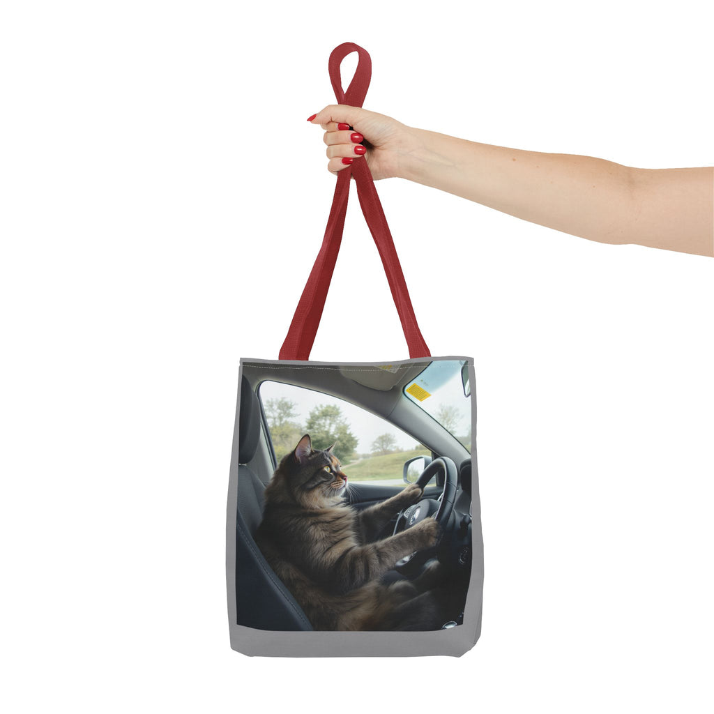 Cat in Car 2 Tote Bag, Cat Lover Gift, Animal Print Grocery Bag, Cute Kitten Shoulder Bag, Cat Lady Purse