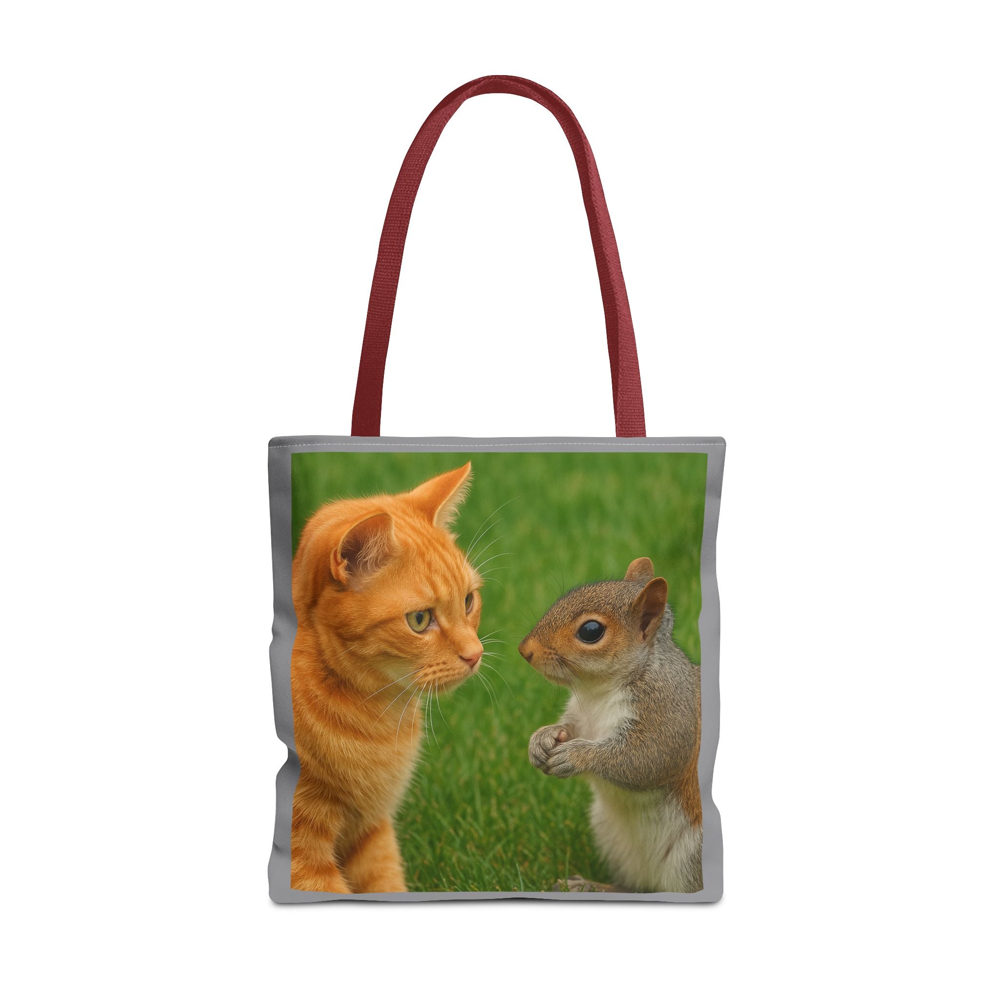 Cat and Squirrel 2 Tote Bag - Cute Animal Print Shopping Bag, Eco-Friendly Reusable Grocery Bag, Gift for Animal Lovers, Nature Tote,