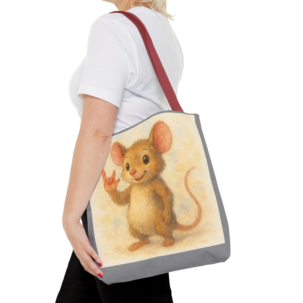 Tote Bag - Mouse 3 I Love You, Cute Animal Print, Carry-All Shoulder Bag, Reusable Shopping Tote, Gift for Animal Lovers