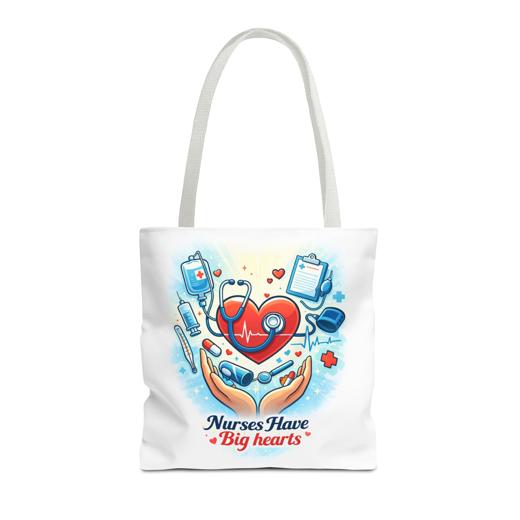 Nurses Have Big Hearts White Tote Bag | All-Over Print Tote