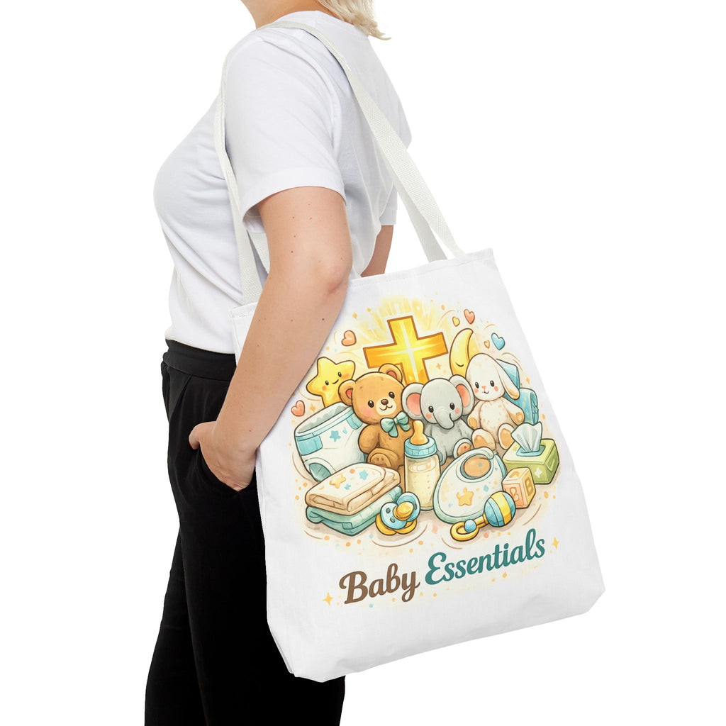 Baby Essentials White Tote Bag | All-Over Print Tote