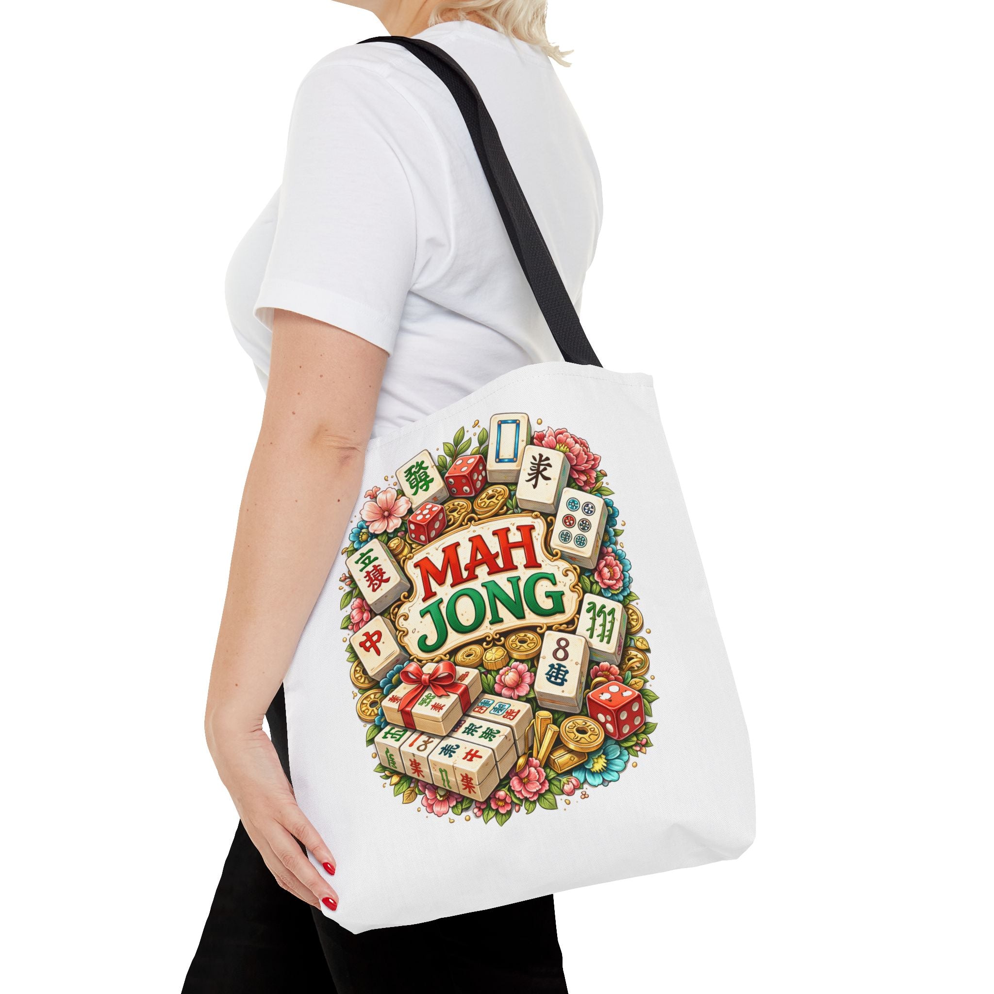 White Mahjong Tiles Tote Bag | All-Over Print Tote